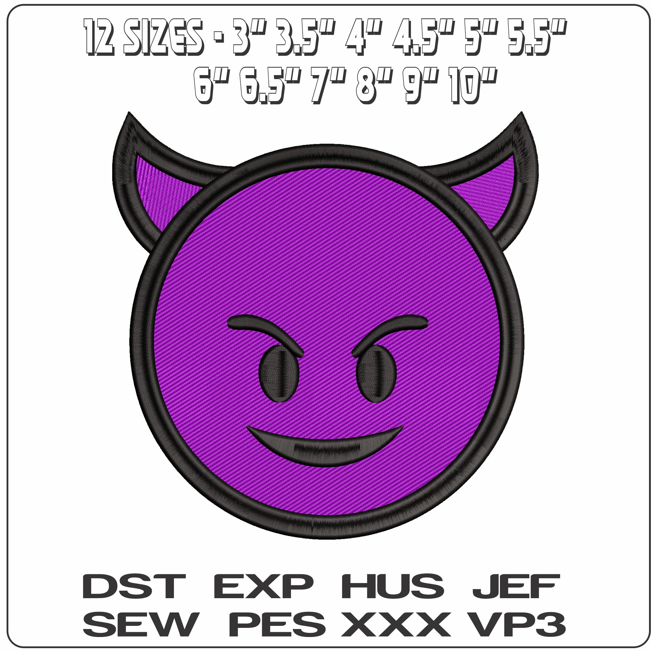 Purple Devil Emoji  - Elegant embroidery design file - instant download — view 2