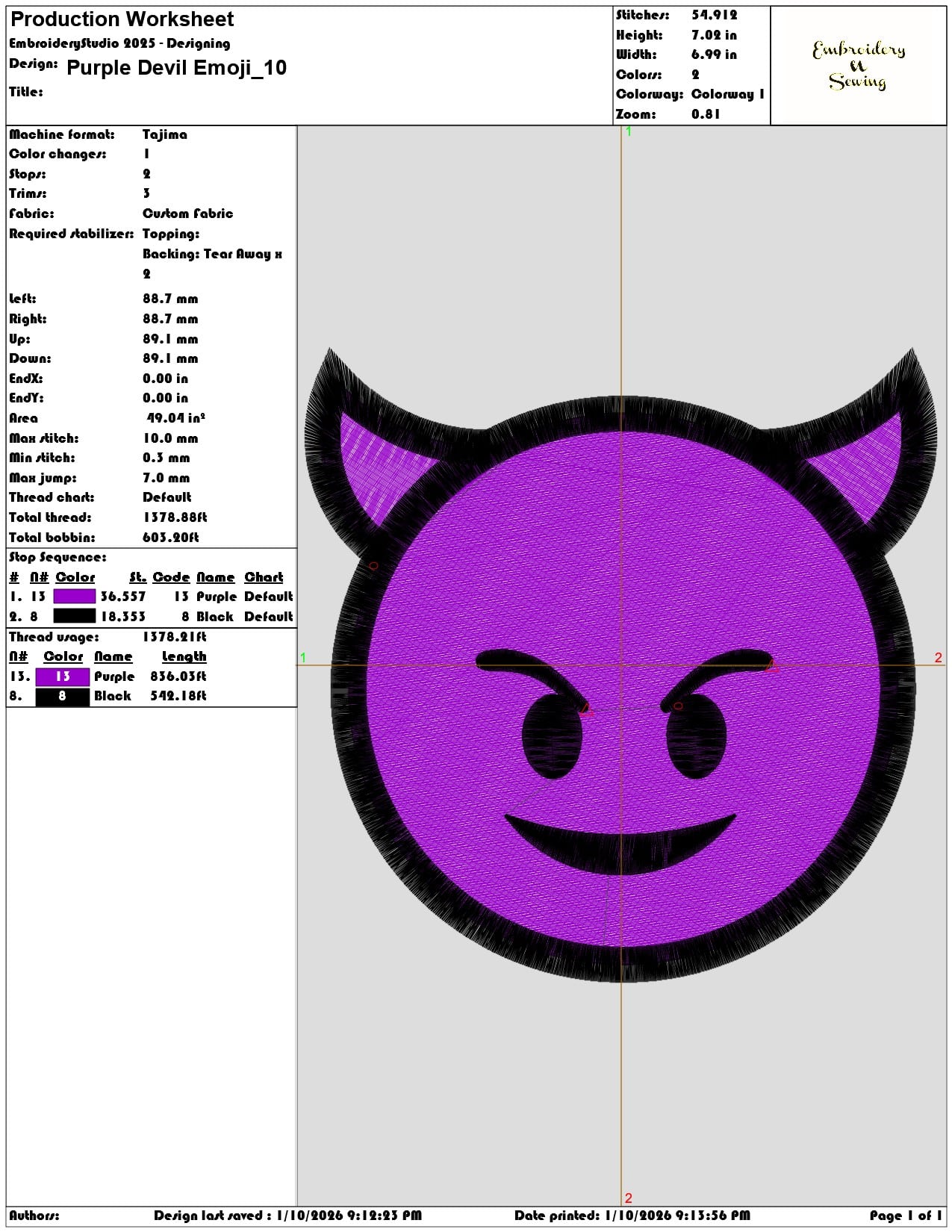 Purple Devil Emoji  - Elegant embroidery design file - instant download — view 3