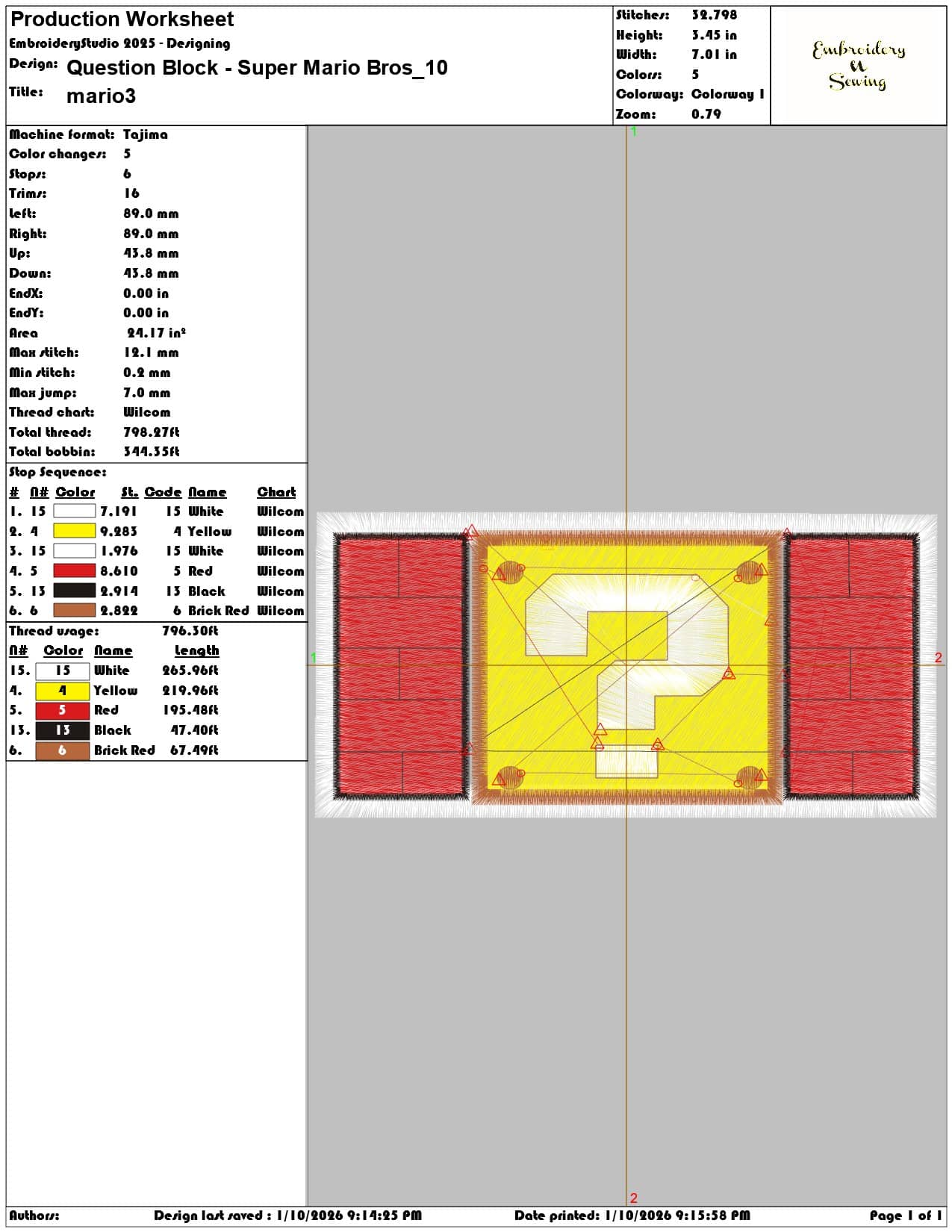 Question Block Super Mario Bros  - Elegant embroidery design file - instant download — view 3