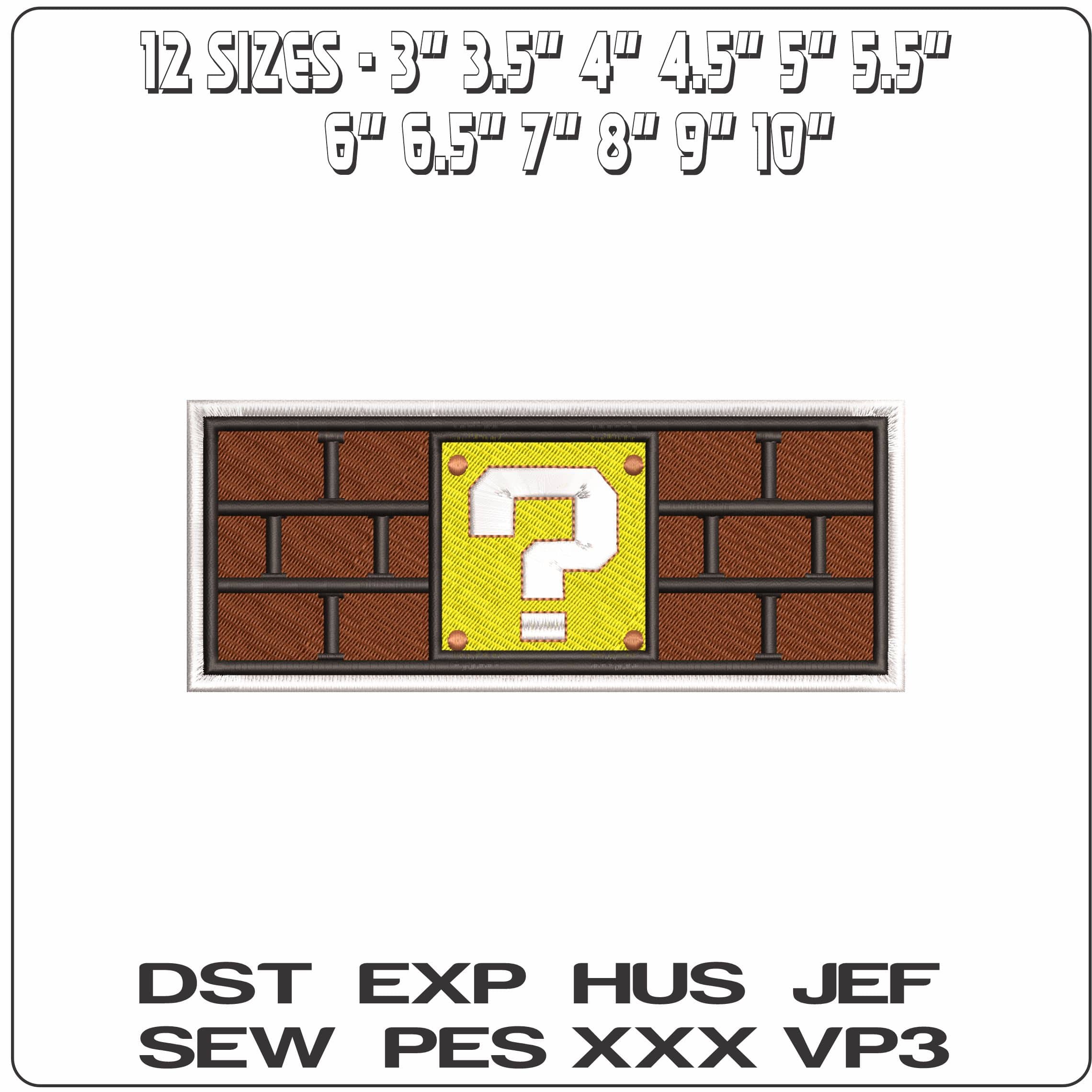 Question Block refined Super Mario Bros   - Elegant embroidery design file - instant download — view 2