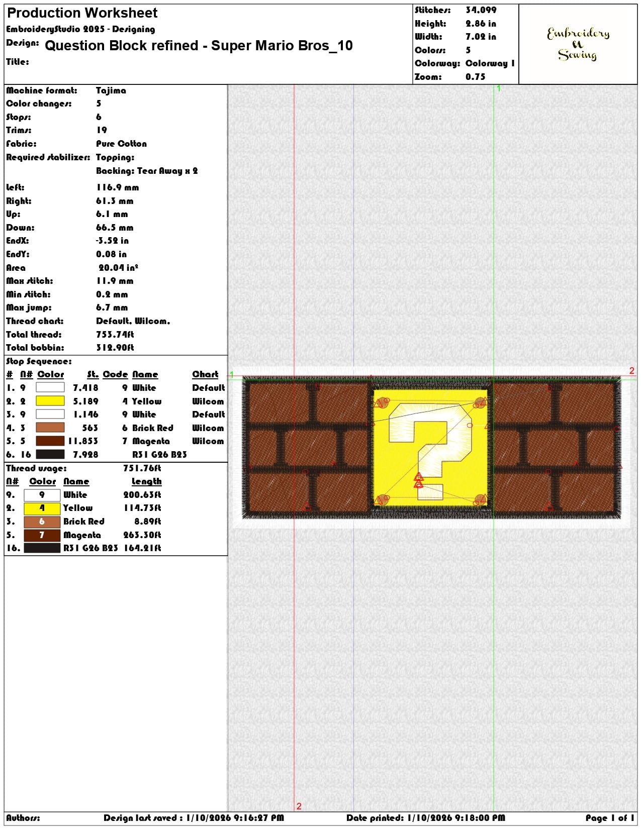 Question Block refined Super Mario Bros   - Elegant embroidery design file - instant download — view 3