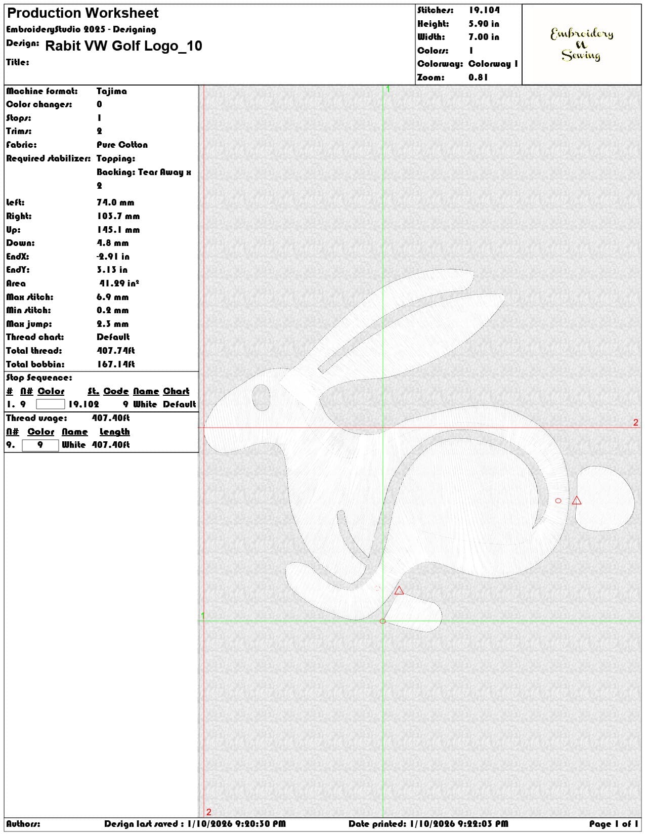Rabit VW Golf Logo  - Elegant embroidery design file - instant download — view 3