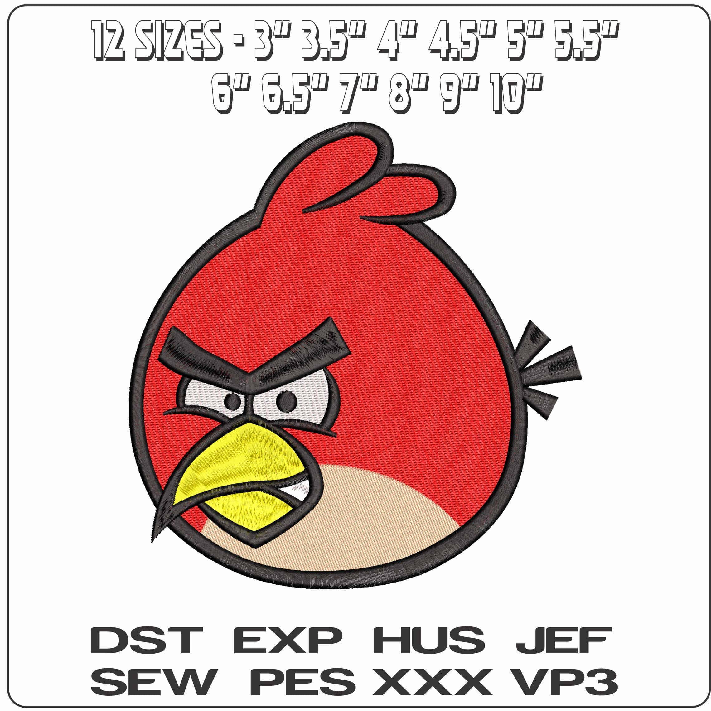 Red Angry Birds  - Elegant embroidery design file - instant download — view 2
