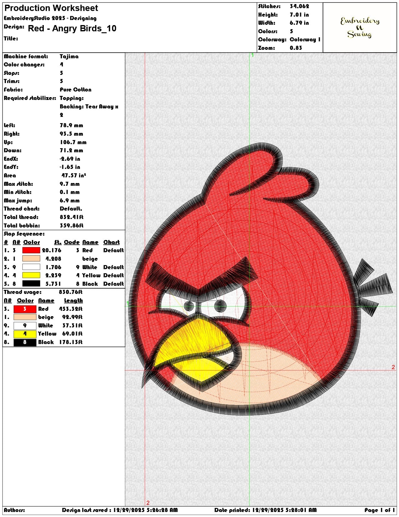 Red Angry Birds  - Elegant embroidery design file - instant download — view 3
