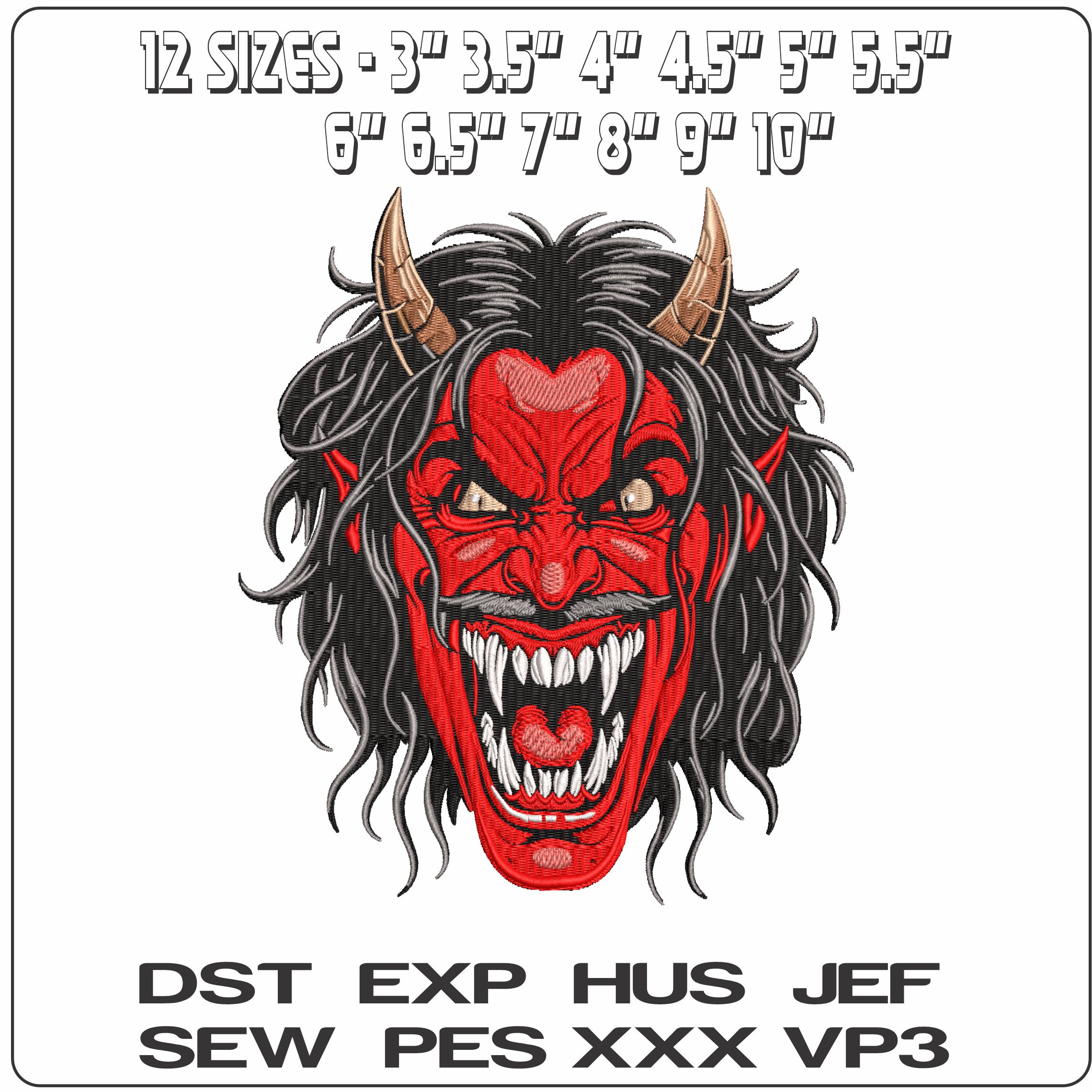 Red Demon Devil Screaming  - Elegant embroidery design file - instant download — view 2