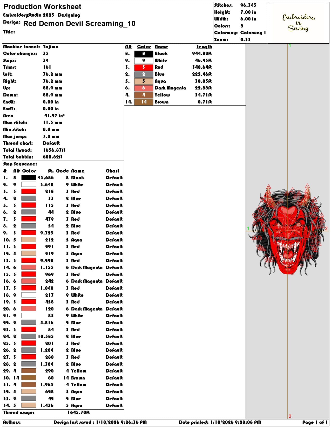 Red Demon Devil Screaming  - Elegant embroidery design file - instant download — view 3