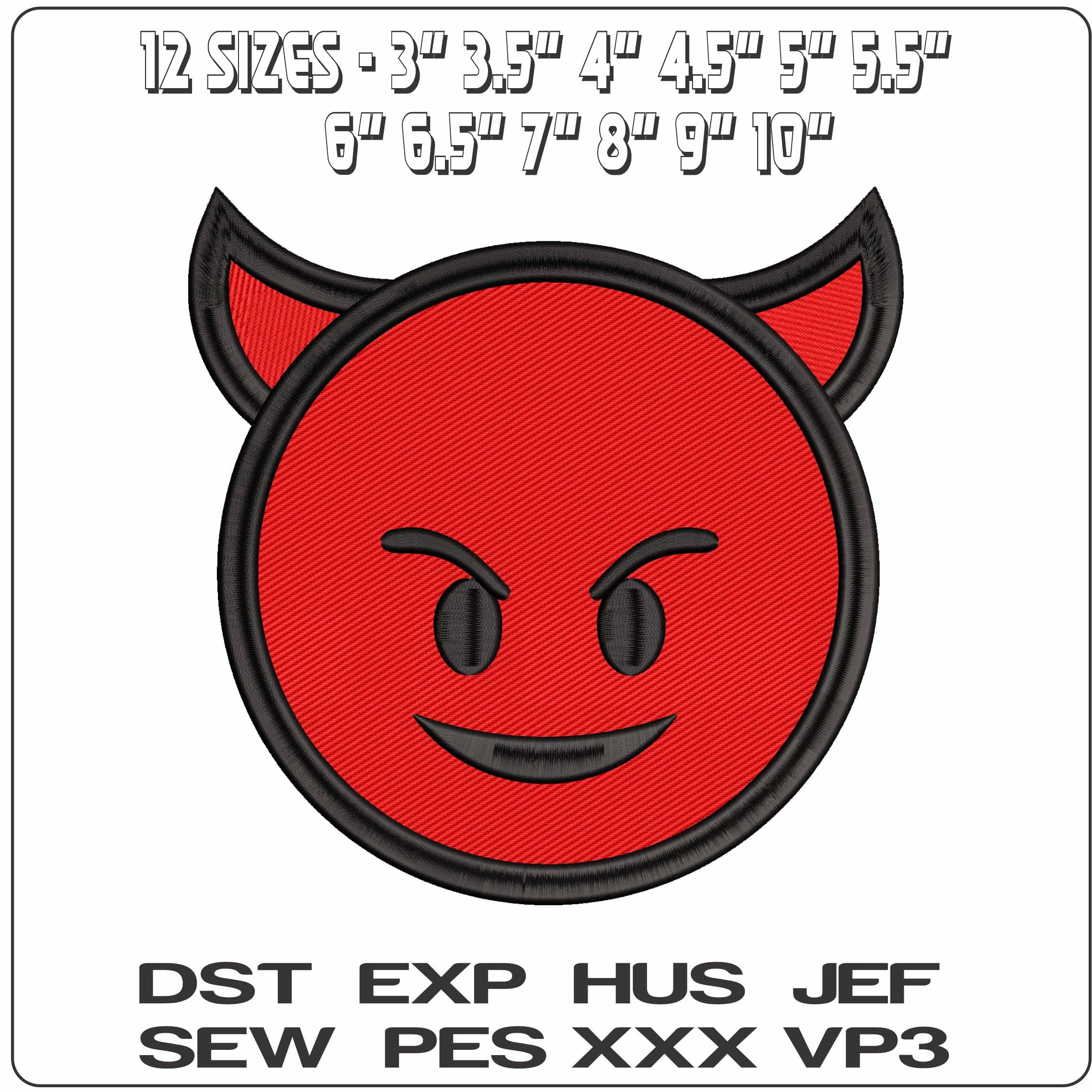 Red Devil Emoji  - Elegant embroidery design file - instant download — view 2