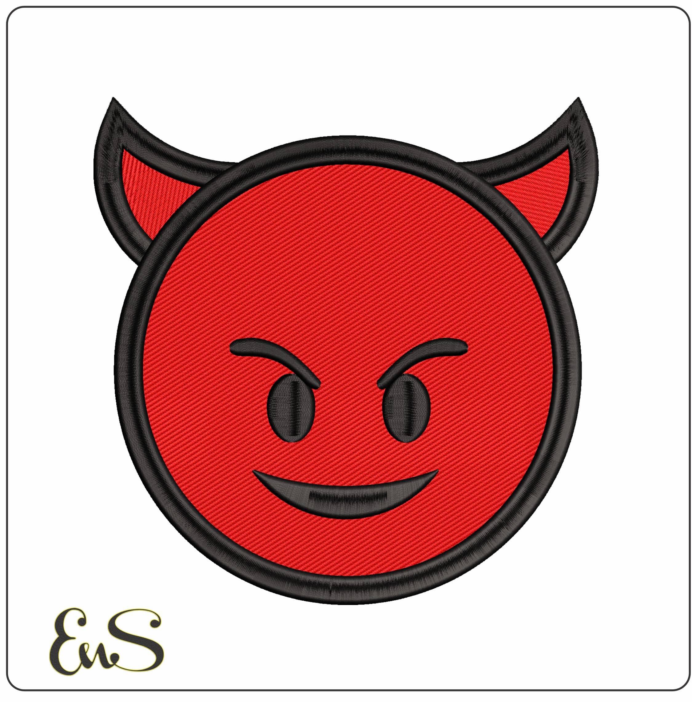 Red Devil Emoji  - Elegant embroidery design file - instant download