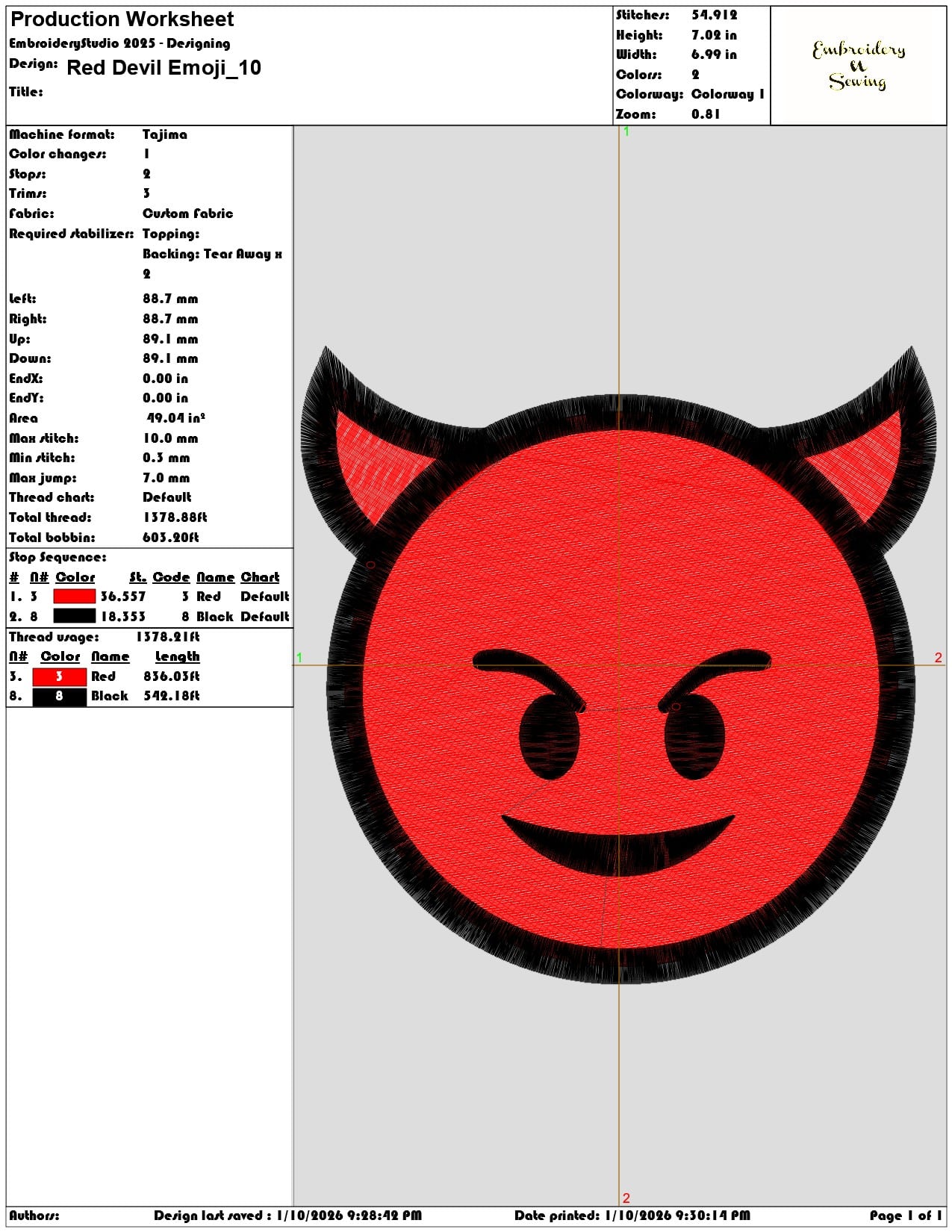 Red Devil Emoji  - Elegant embroidery design file - instant download — view 3
