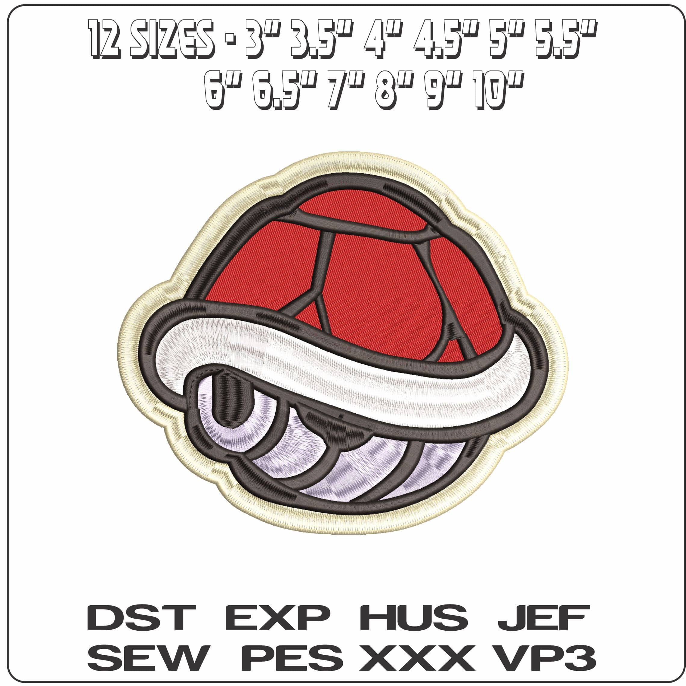 Red Turtle Shell Super Mario Bros  - Elegant embroidery design file - instant download — view 2