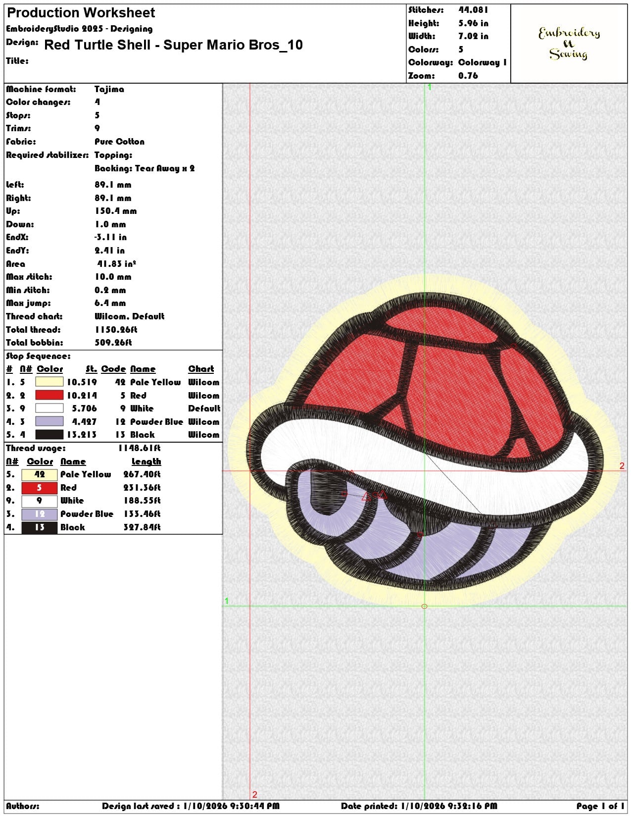 Red Turtle Shell Super Mario Bros  - Elegant embroidery design file - instant download — view 3
