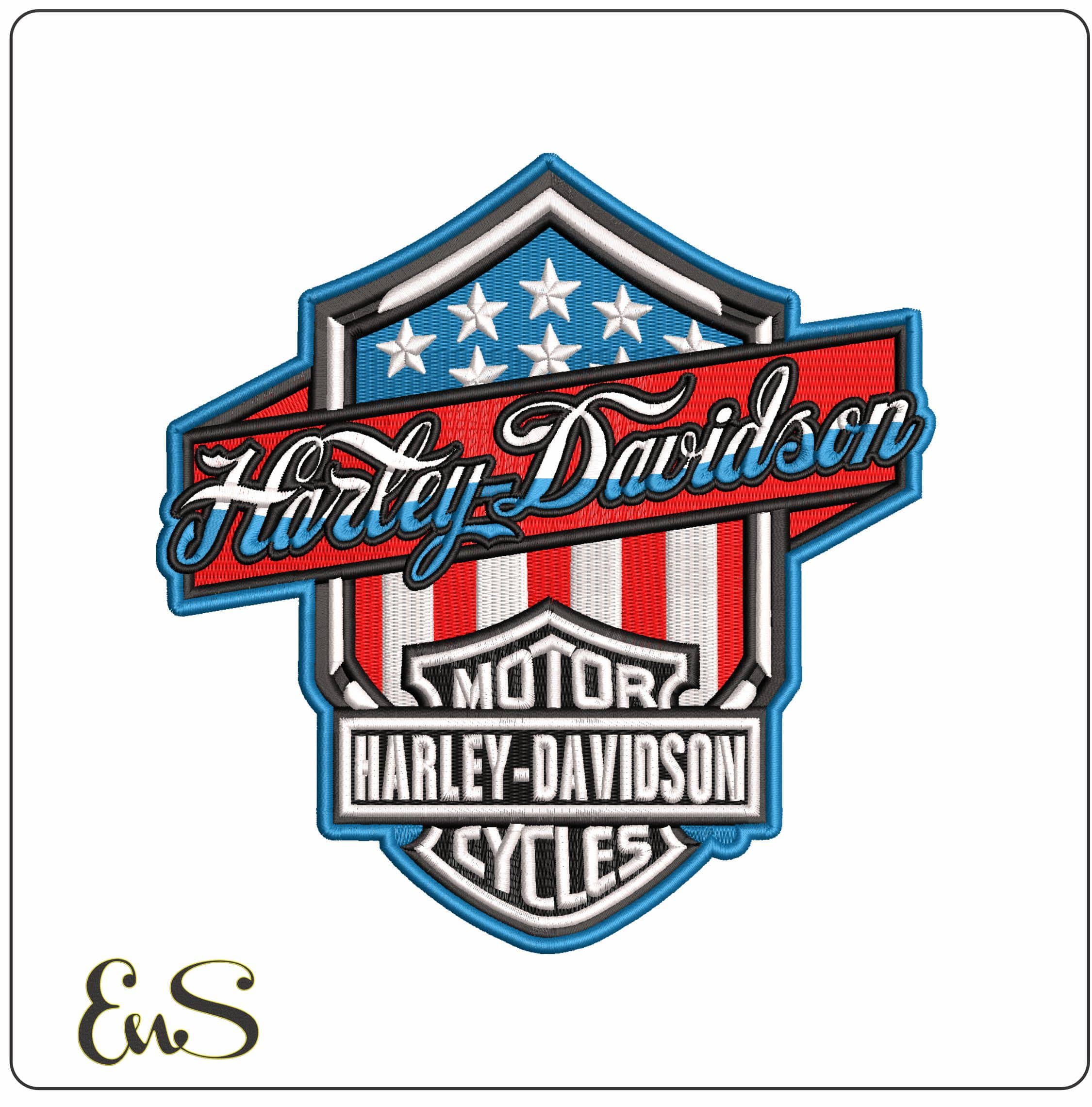 Red White and Blue Harley Logo  - Elegant embroidery design file - instant download