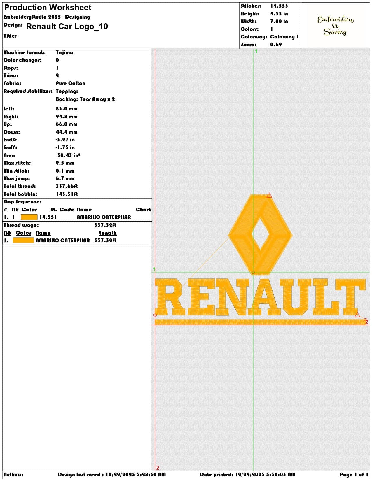 Renault Car Logo  - Elegant embroidery design file - instant download — view 3