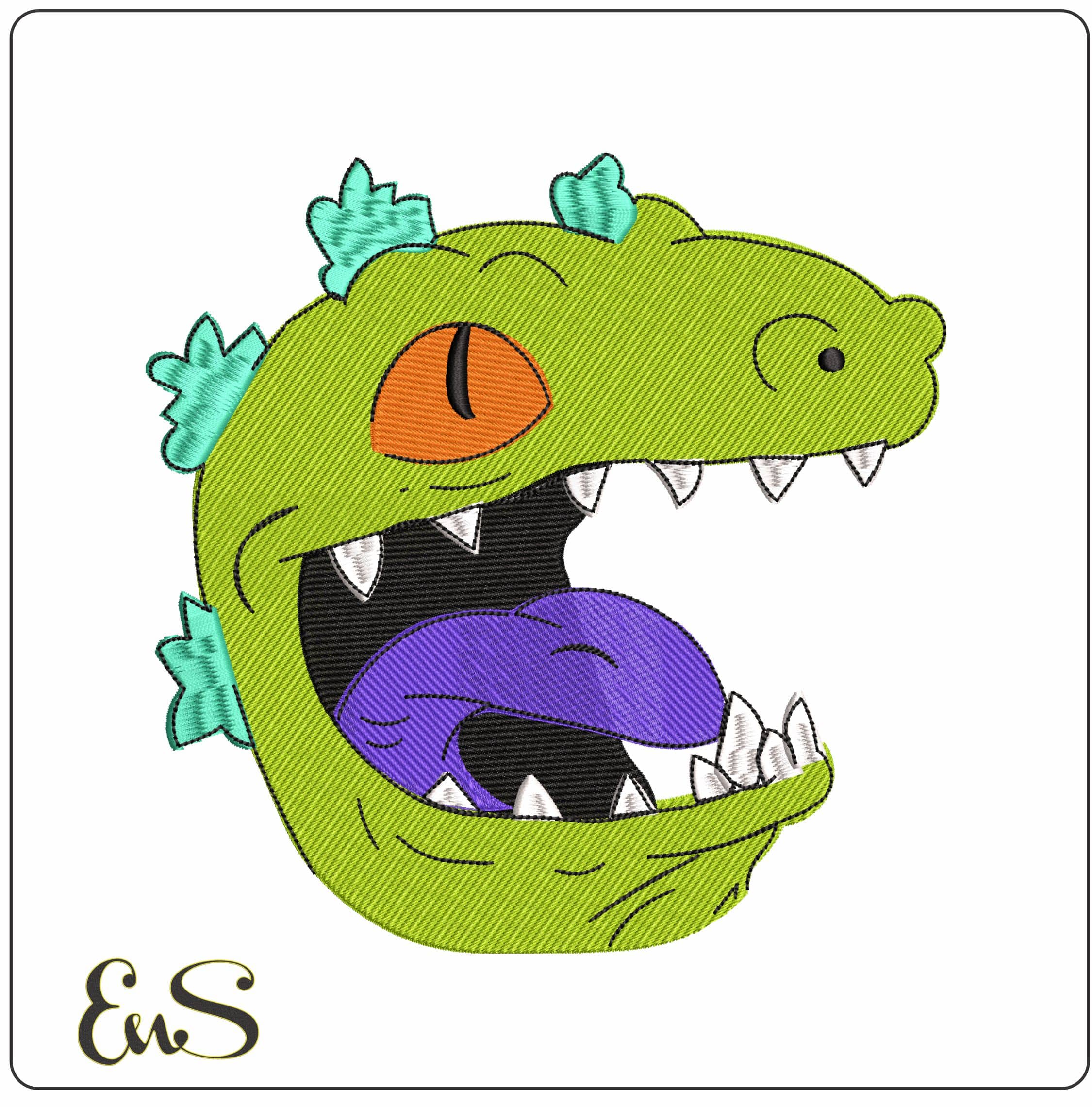 Reptar Head Rug Rats Cartoon  - Elegant embroidery design file - instant download