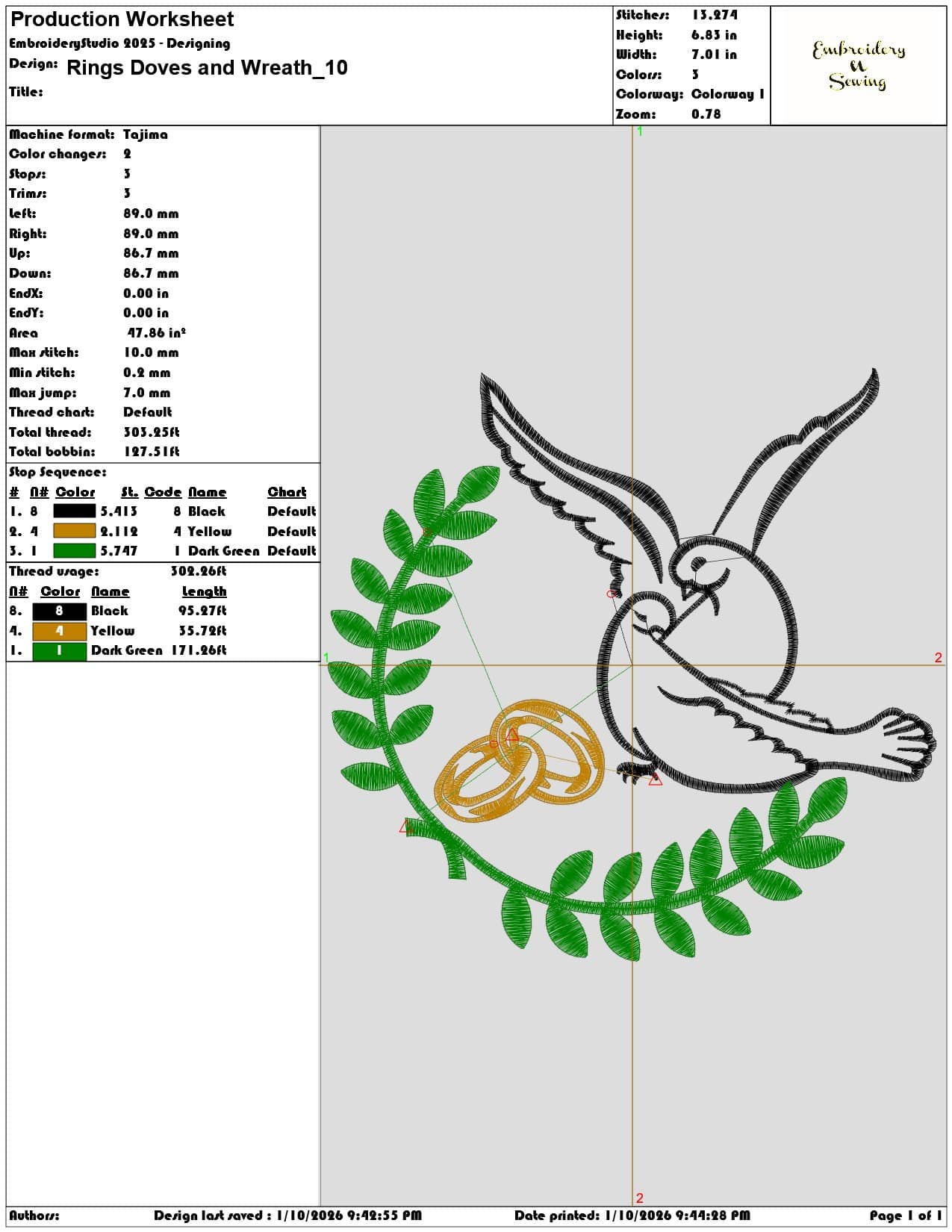 Rings Doves and Wreath   - Elegant embroidery design file - instant download — view 3