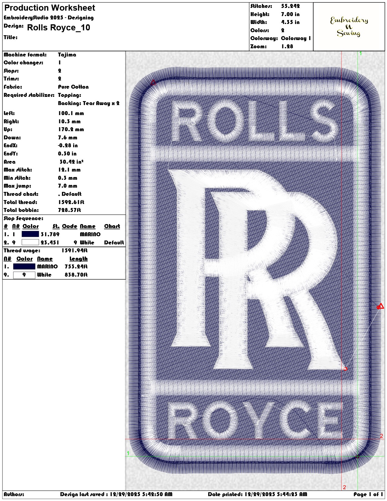 Rolls Royce   - Elegant embroidery design file - instant download — view 3