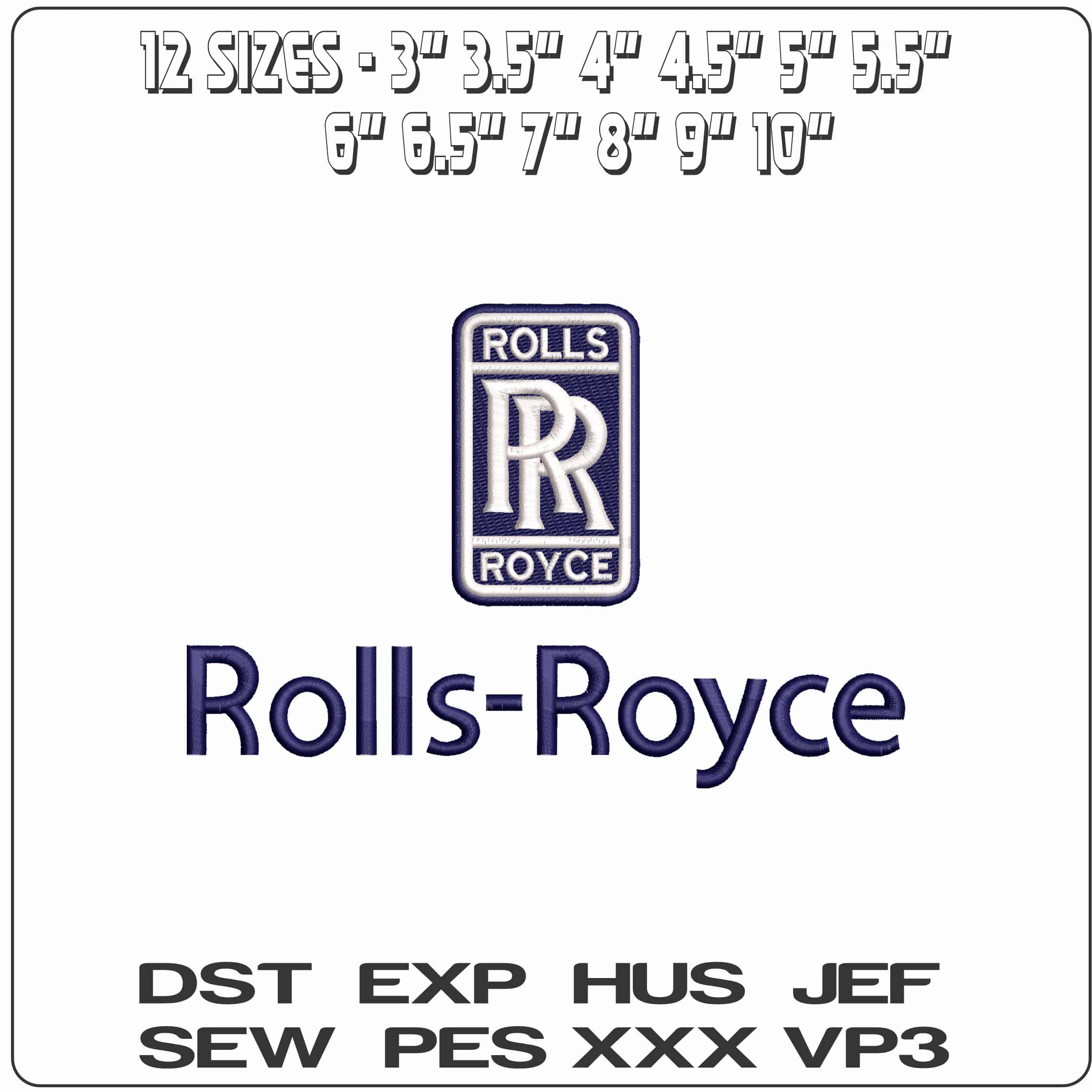 Rolls Royce with Name   - Elegant embroidery design file - instant download — view 2