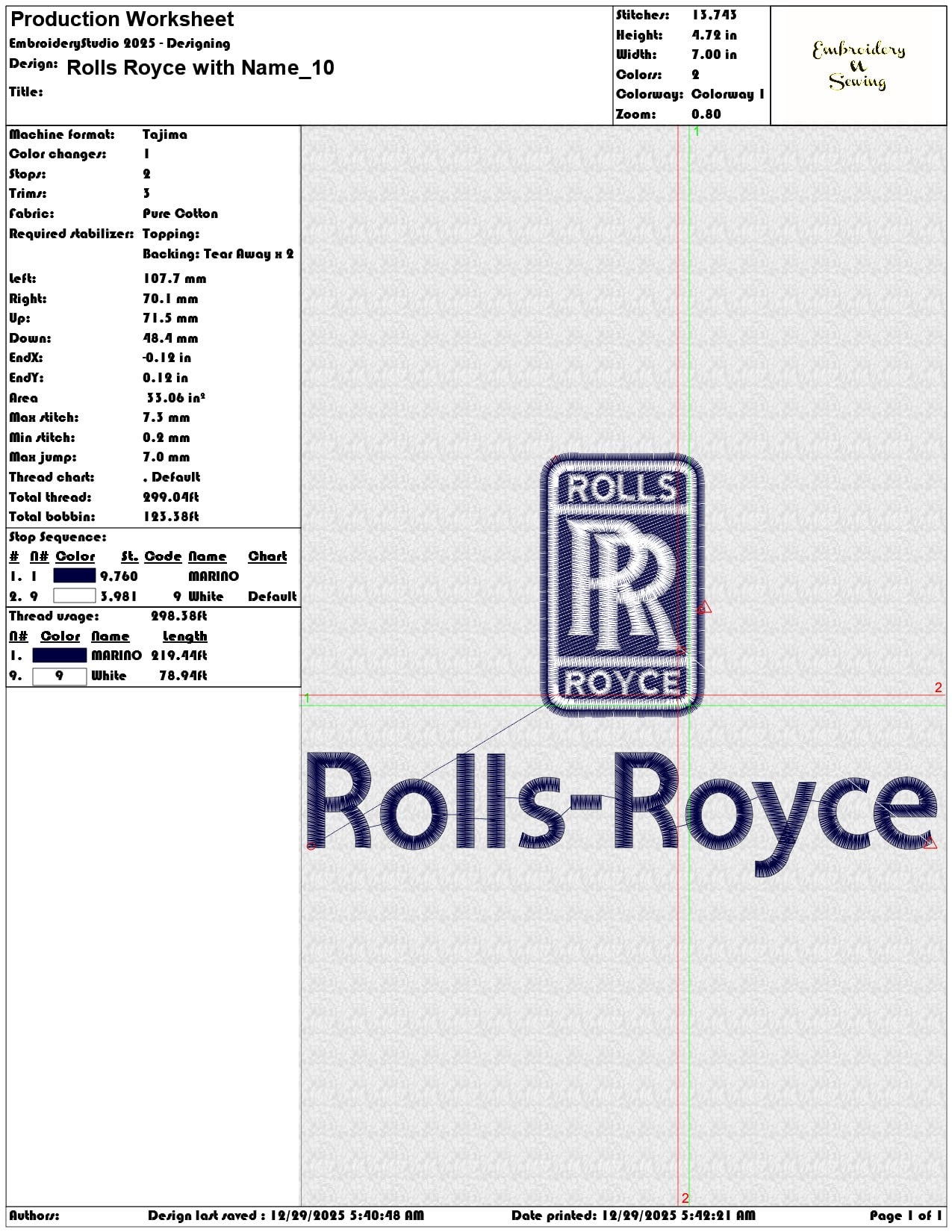 Rolls Royce with Name   - Elegant embroidery design file - instant download — view 3
