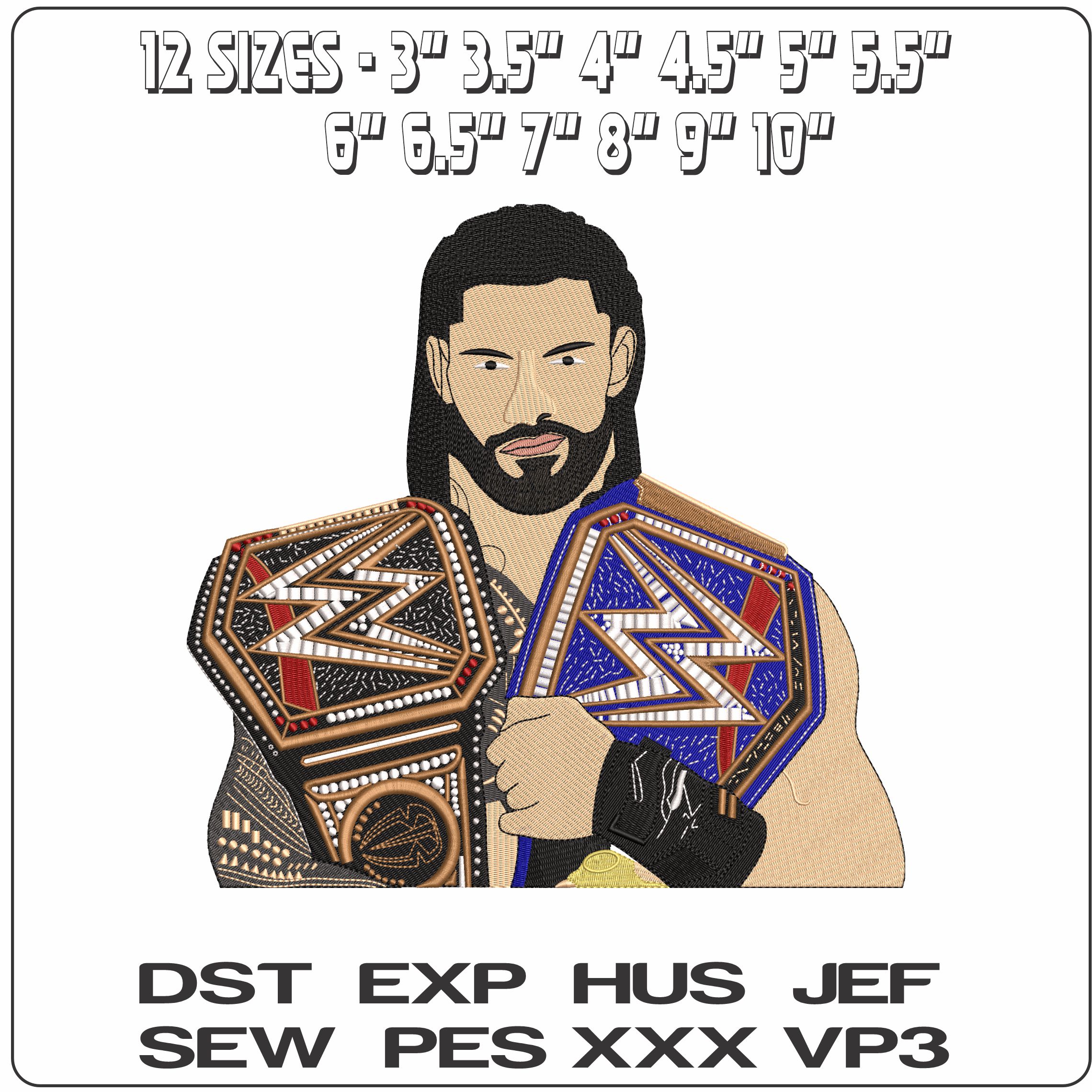 Roman Reigns Tribal Chief WWE Wrestling   - Elegant embroidery design file - instant download — view 2