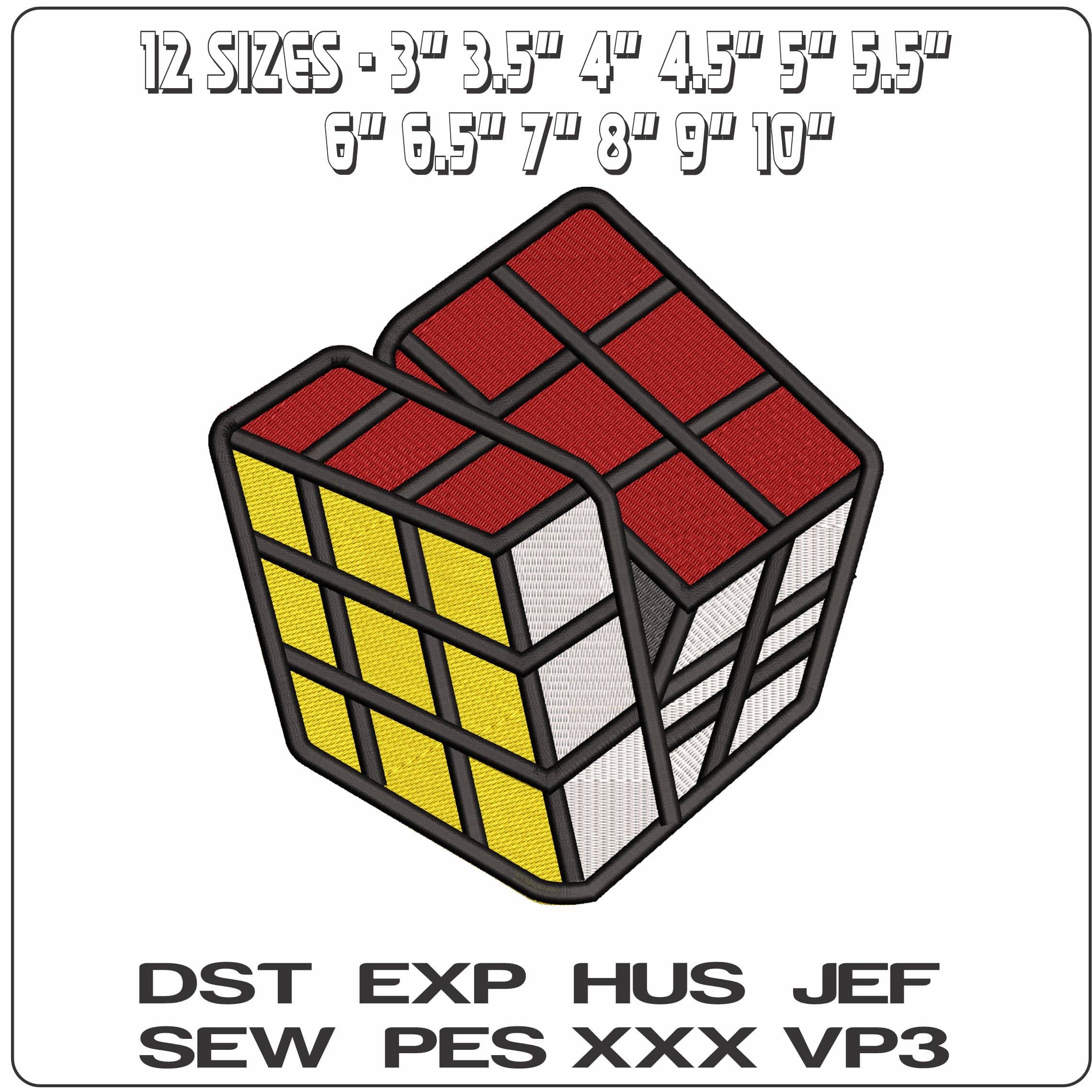 Rubik Cube Puzzle Complete   - Elegant embroidery design file - instant download — view 2