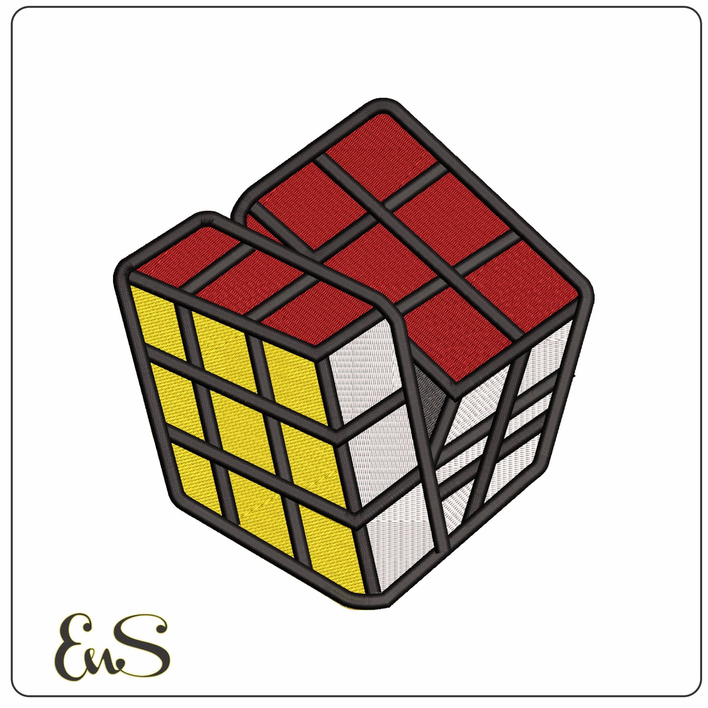Rubik Cube Puzzle Complete   - Elegant embroidery design file - instant download