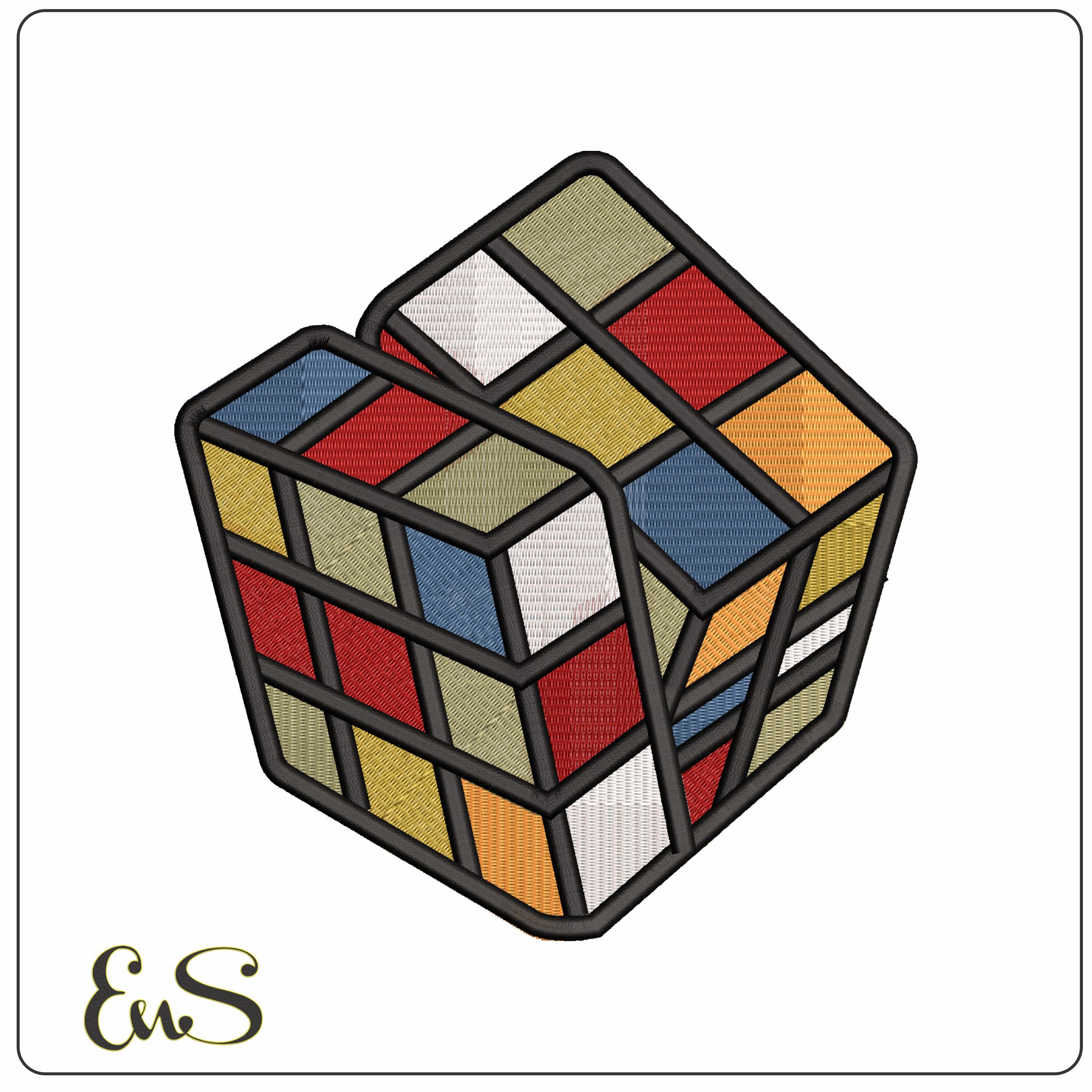 Rubik Cube Puzzle mixed    - Elegant embroidery design file - instant download
