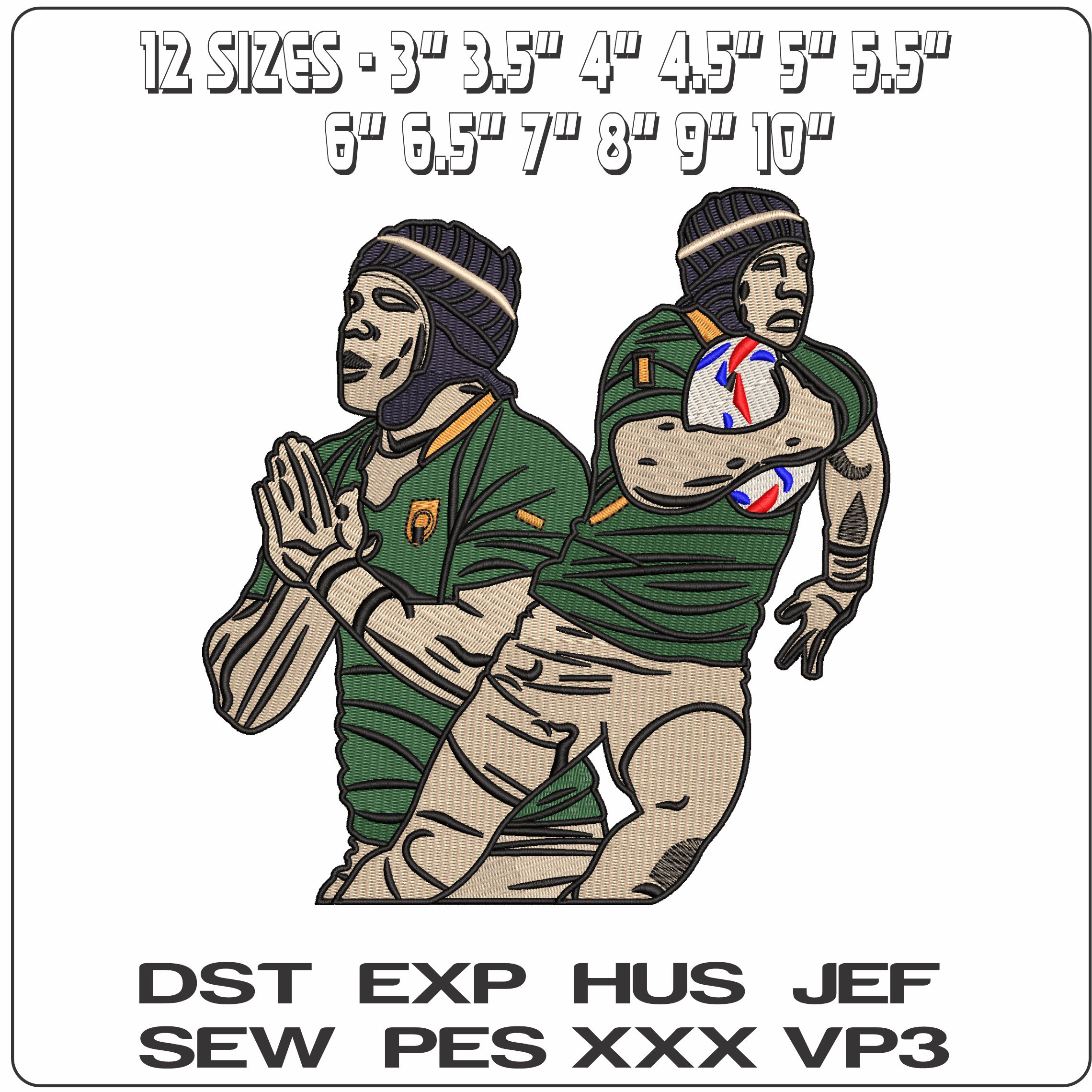 Rugby World Cup Players    - Elegant embroidery design file - instant download — view 2
