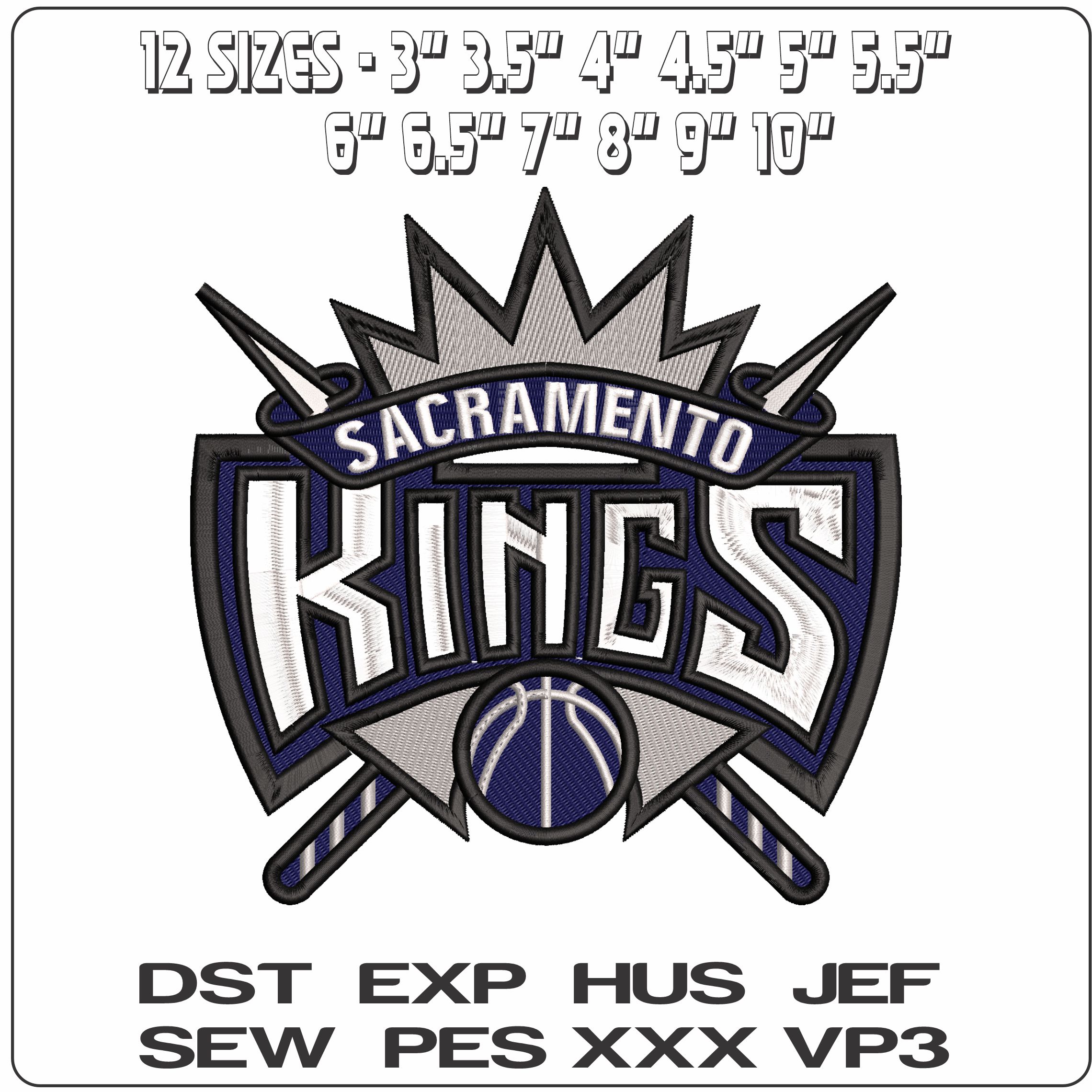Sacramento Kings    - Elegant embroidery design file - instant download — view 2