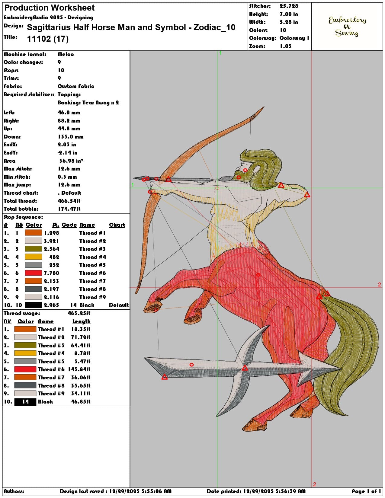 Sagittarius Half Horse Man and Symbol Zodiac    - Elegant embroidery design file - instant download — view 3