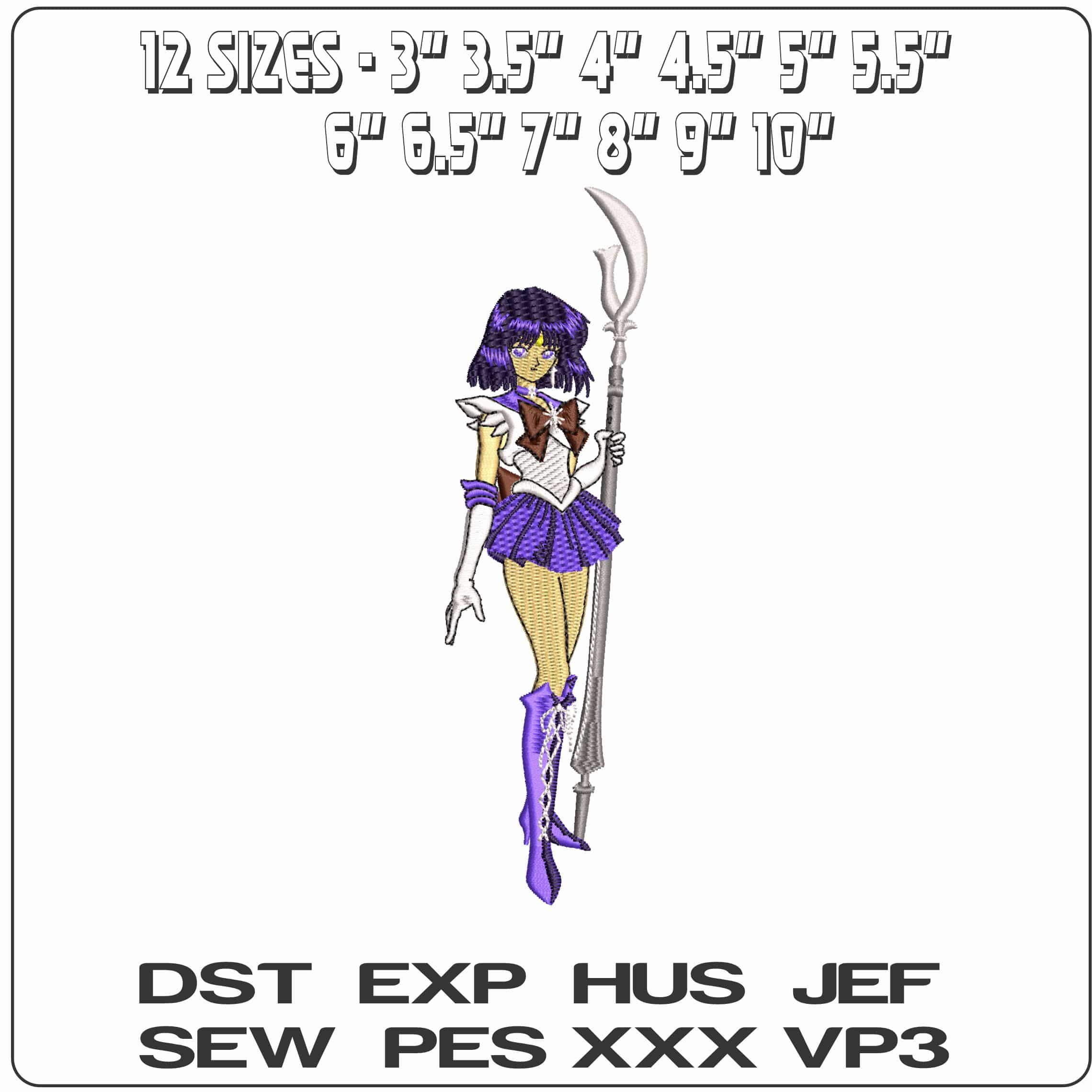 Sailor Saturn tatami Sailor Moon Anime    - Elegant embroidery design file - instant download — view 2