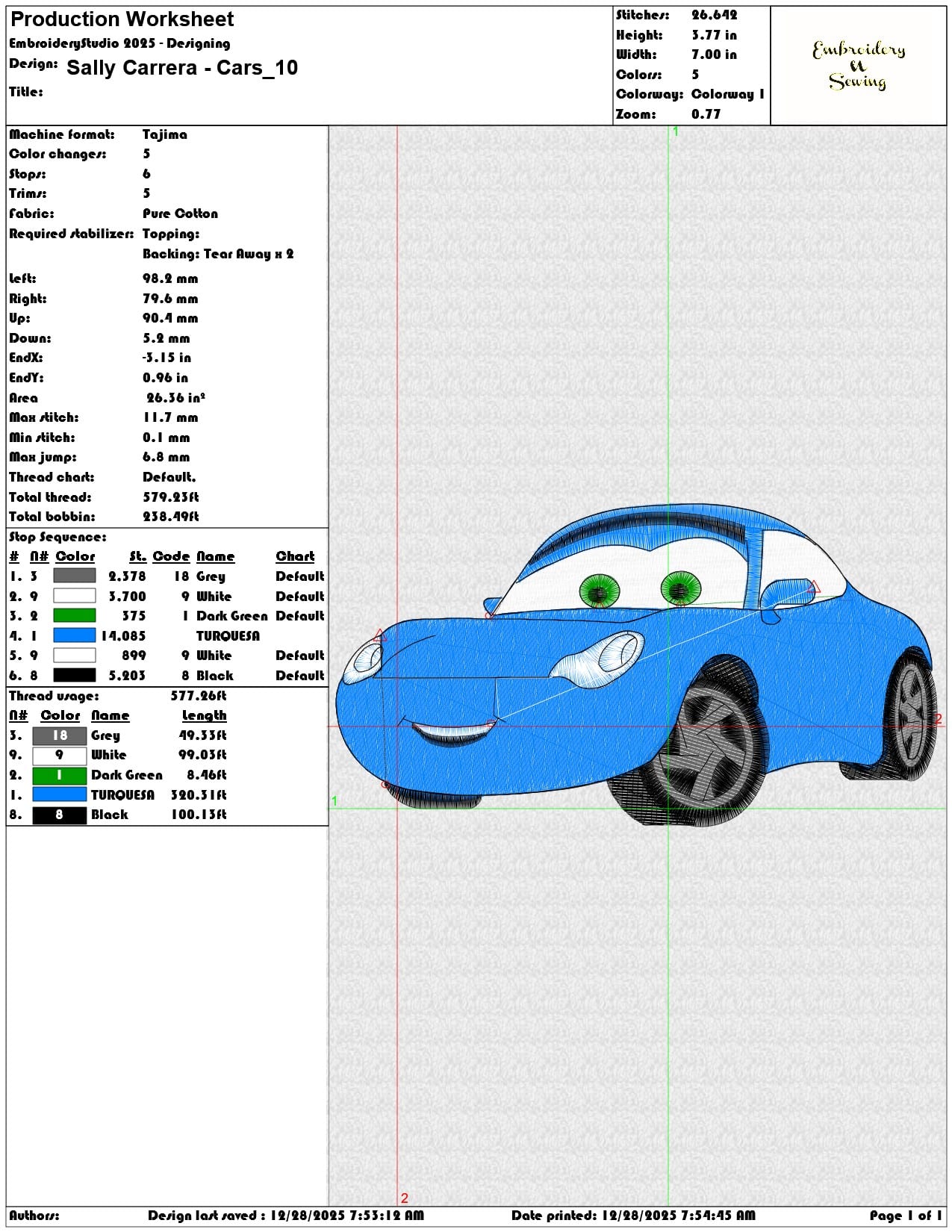 Sally Carrera Cars    - Elegant embroidery design file - instant download — view 3
