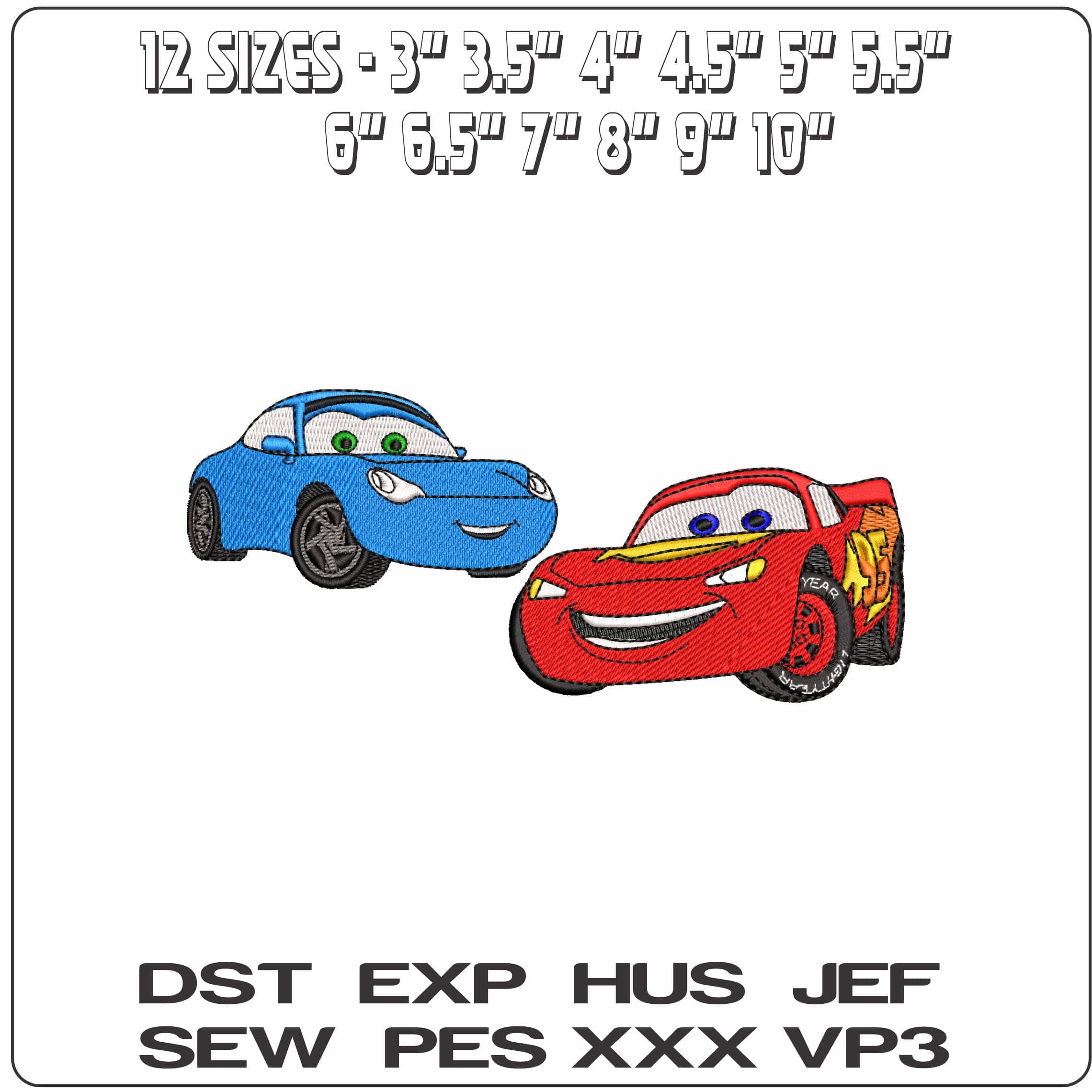 Sally Carrera and Lightning McQueen Cars    - Elegant embroidery design file - instant download — view 2