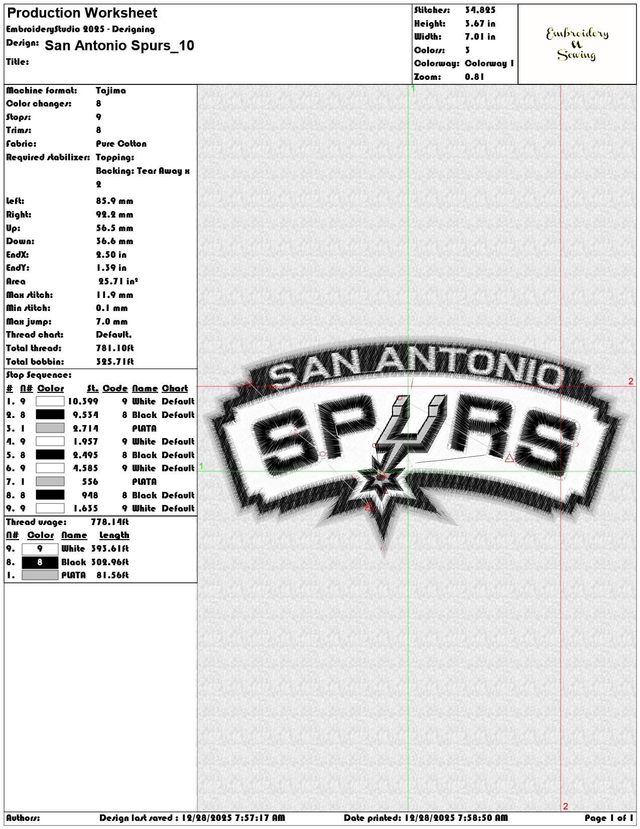San Antonio Spurs    - Elegant embroidery design file - instant download — view 3
