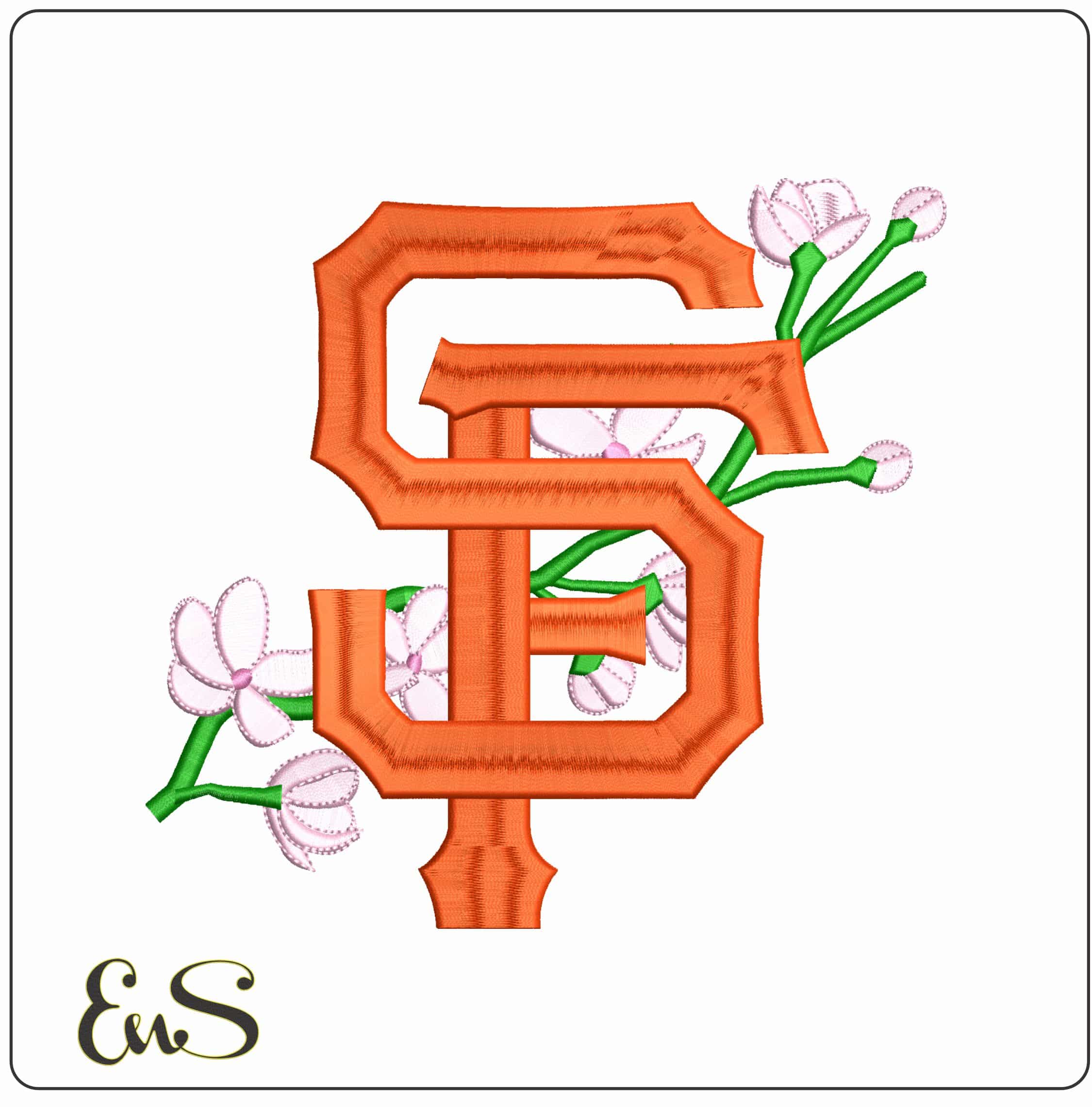 San Francisco Giants SFG Bloom    - Elegant embroidery design file - instant download