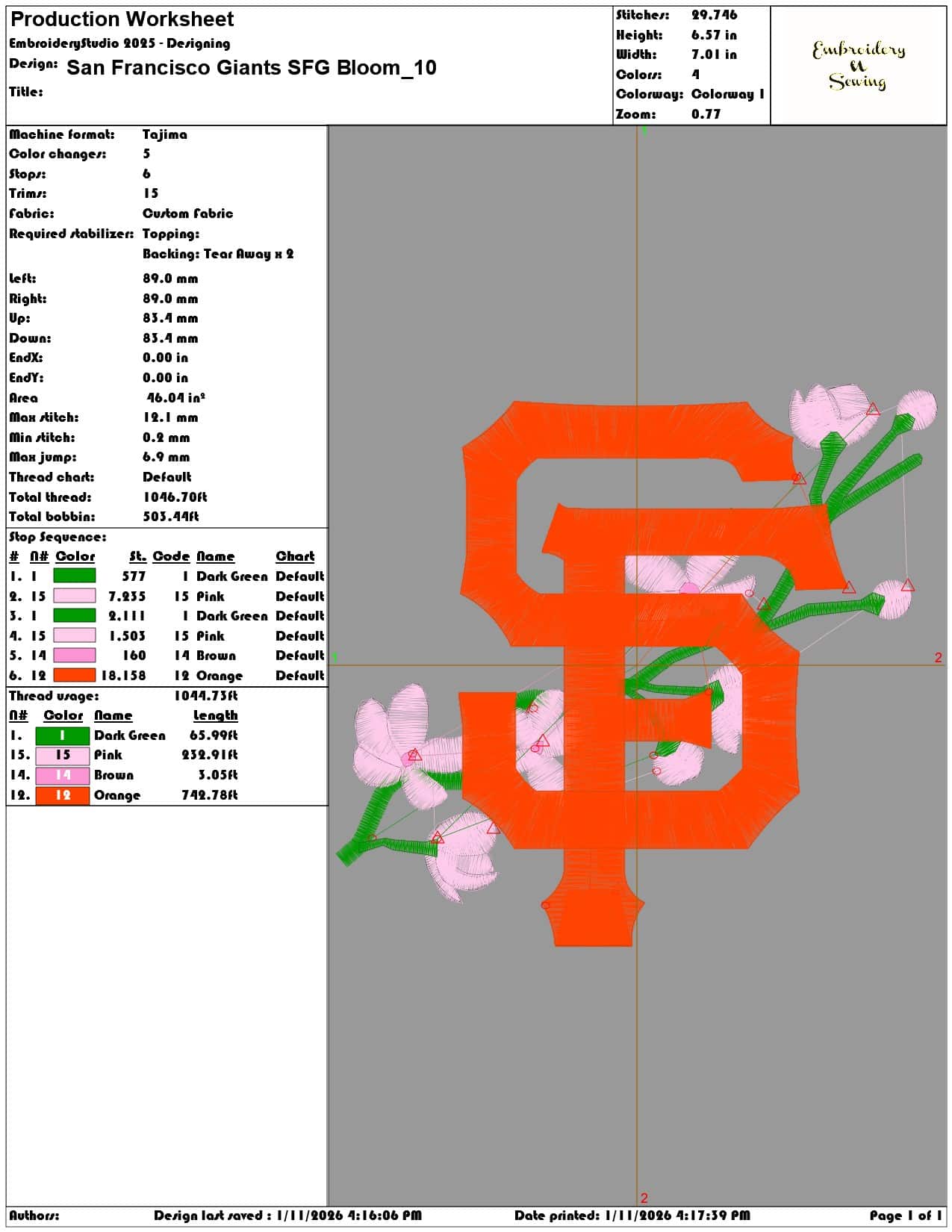 San Francisco Giants SFG Bloom    - Elegant embroidery design file - instant download — view 3