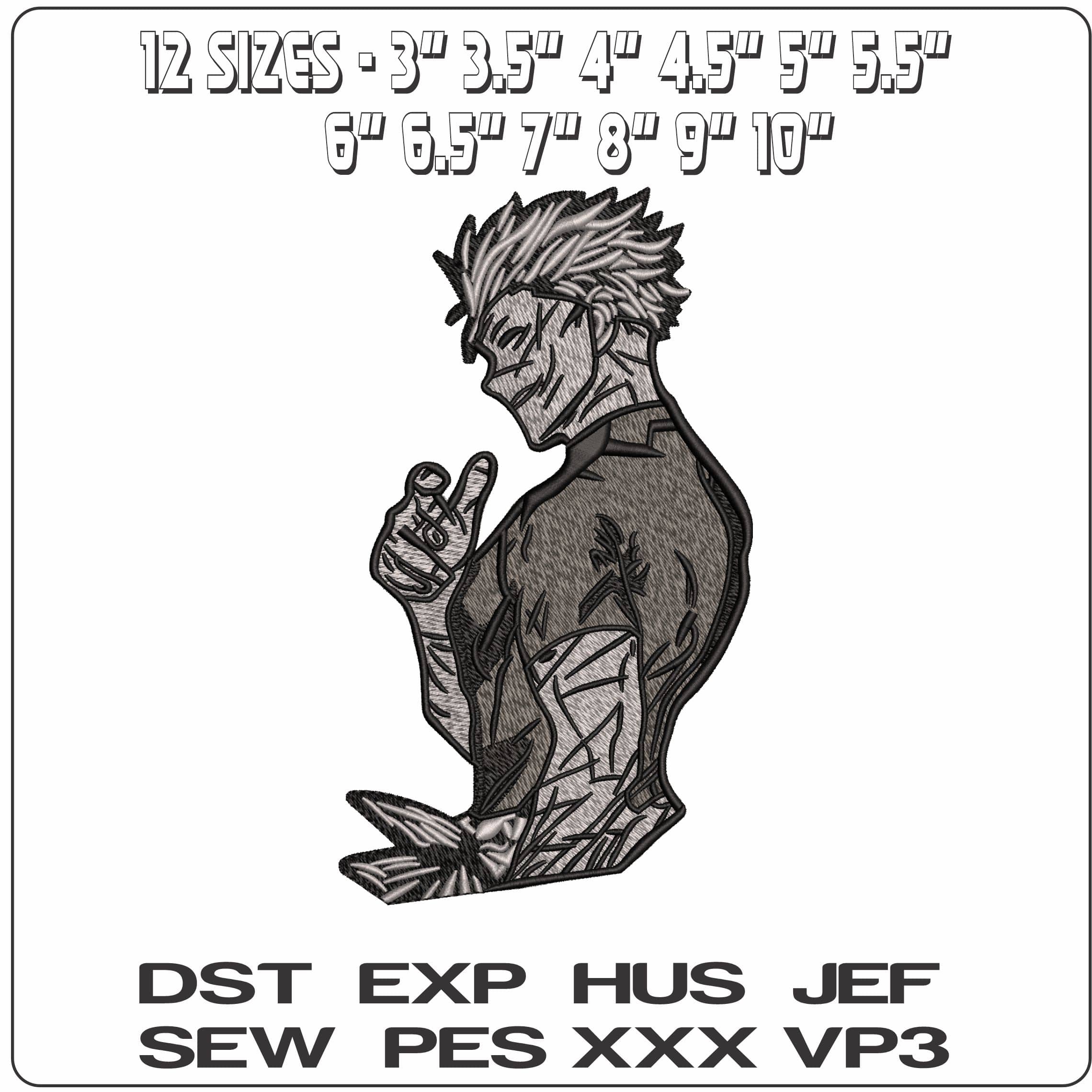 Satoru Gojo Honored One Pose Jujutsu Kaisen Anime   - Elegant embroidery design file - instant downl oad — view 2