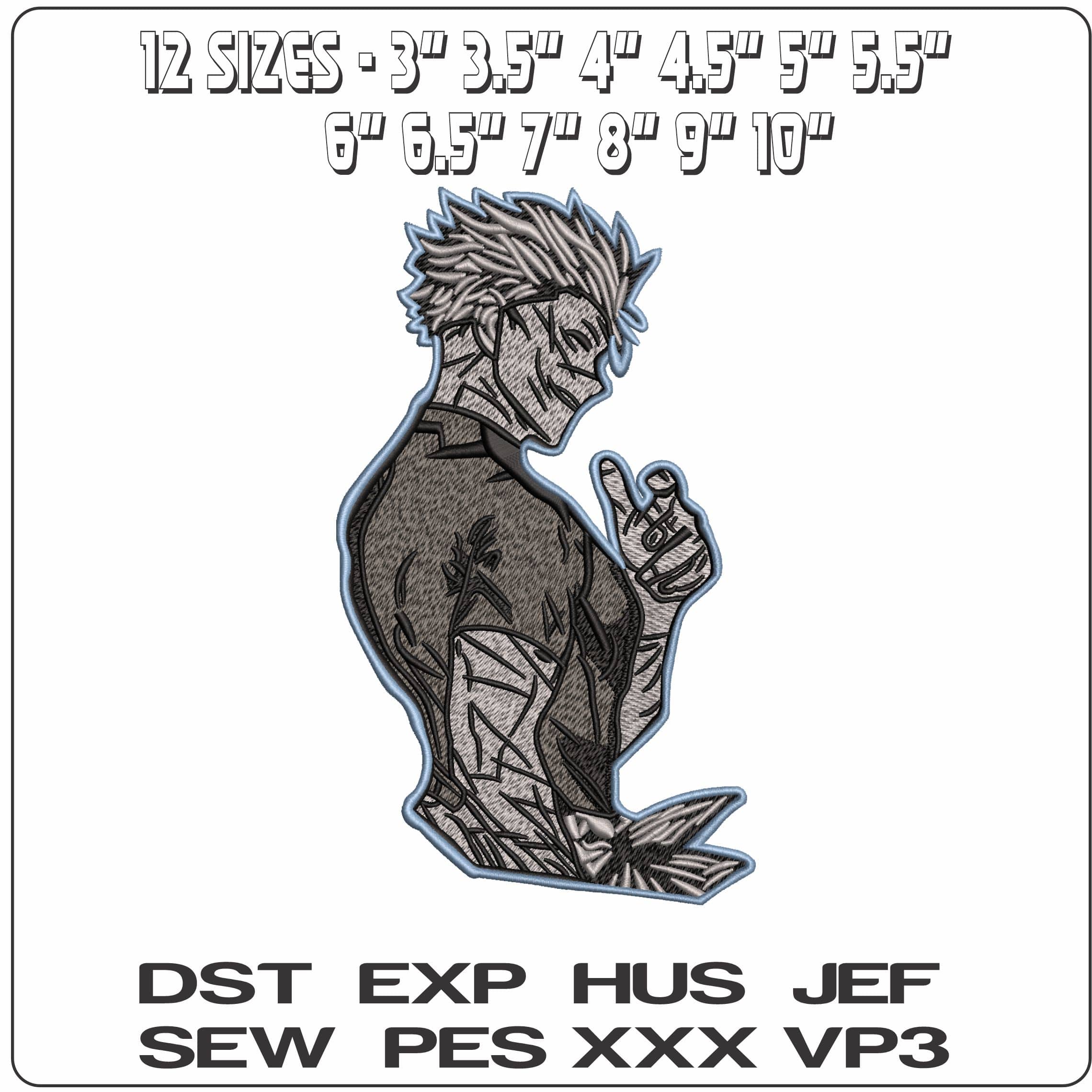 Satoru Gojo Honored One Pose Outline Jujutsu Kaisen Anime    - Elegant embroidery design file - instant download — view 2