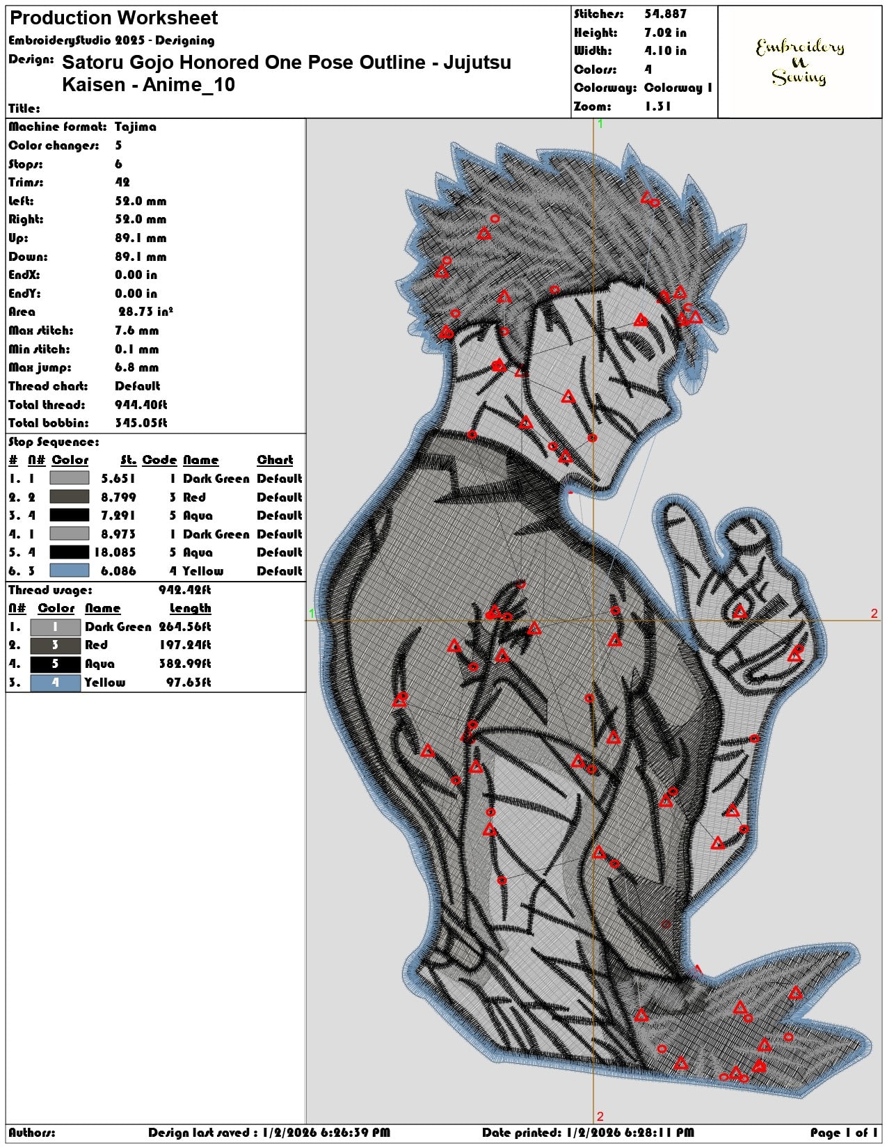 Satoru Gojo Honored One Pose Outline Jujutsu Kaisen Anime    - Elegant embroidery design file - instant download — view 3