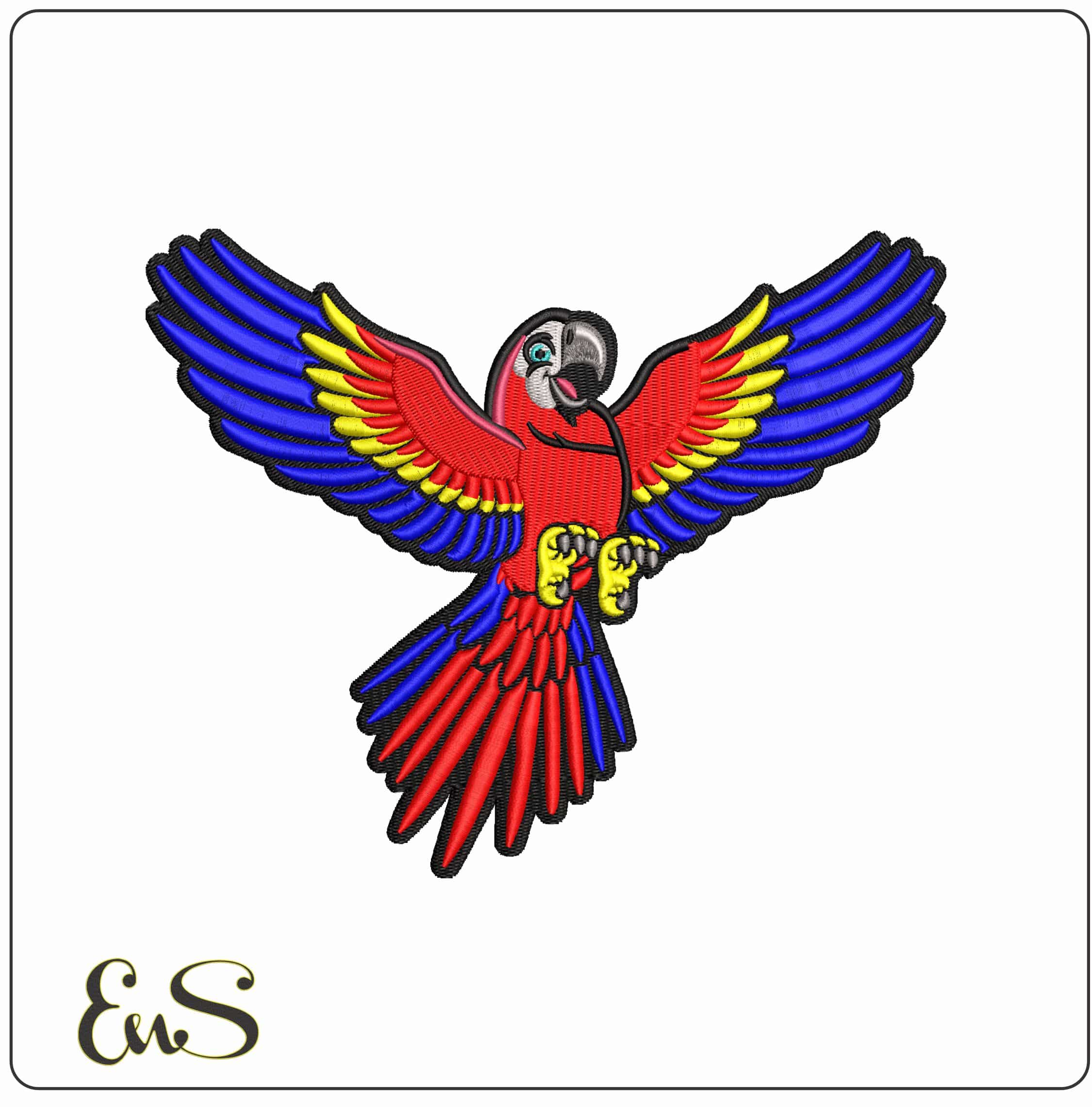 Scarlet Macaw Cartoon Bird   - Elegant embroidery design file - instant download