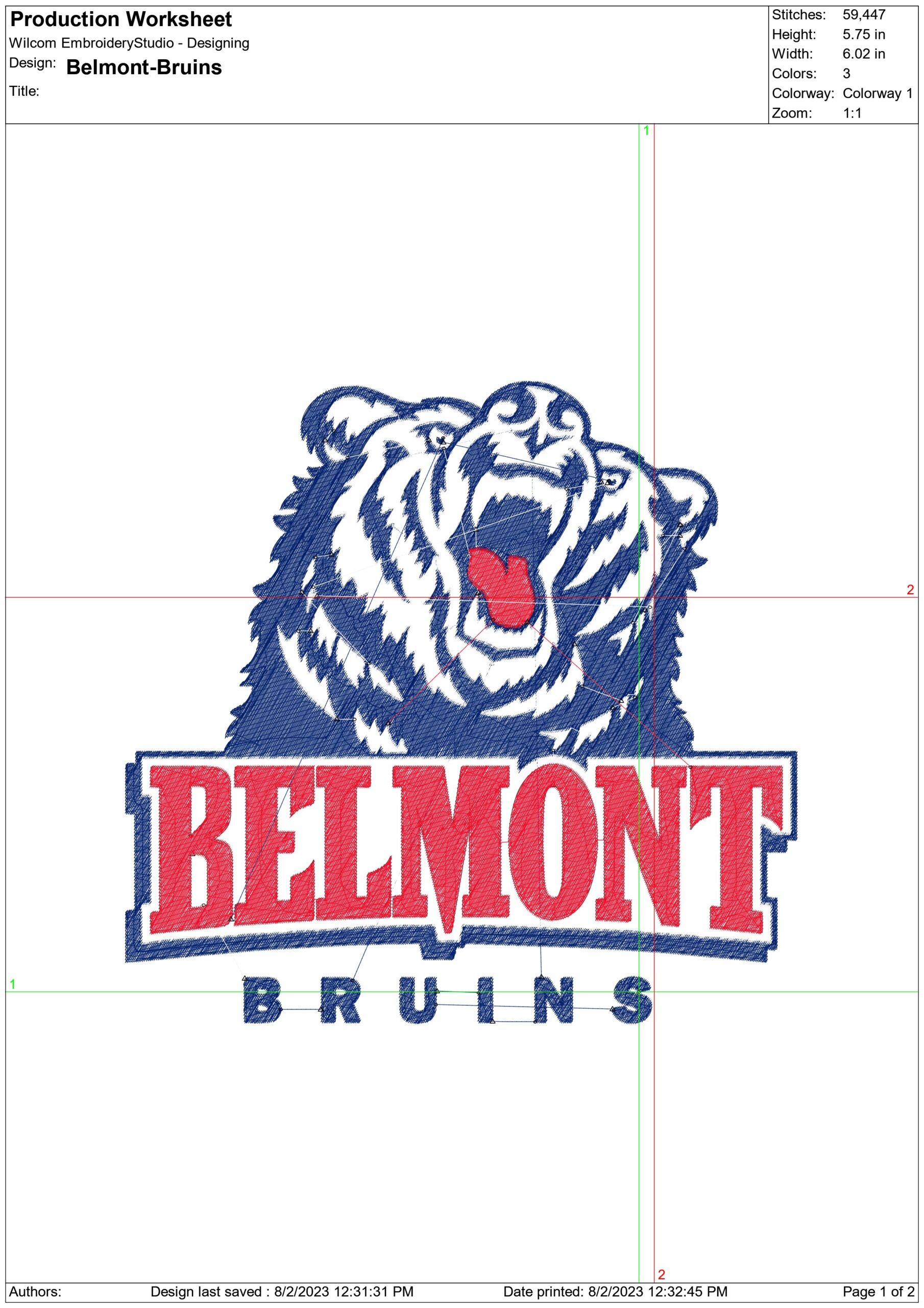 Belmont Bruins embroidery design - Belmont University, Nashville embroidery machine pattern embroidery file instant download in frame — view 2