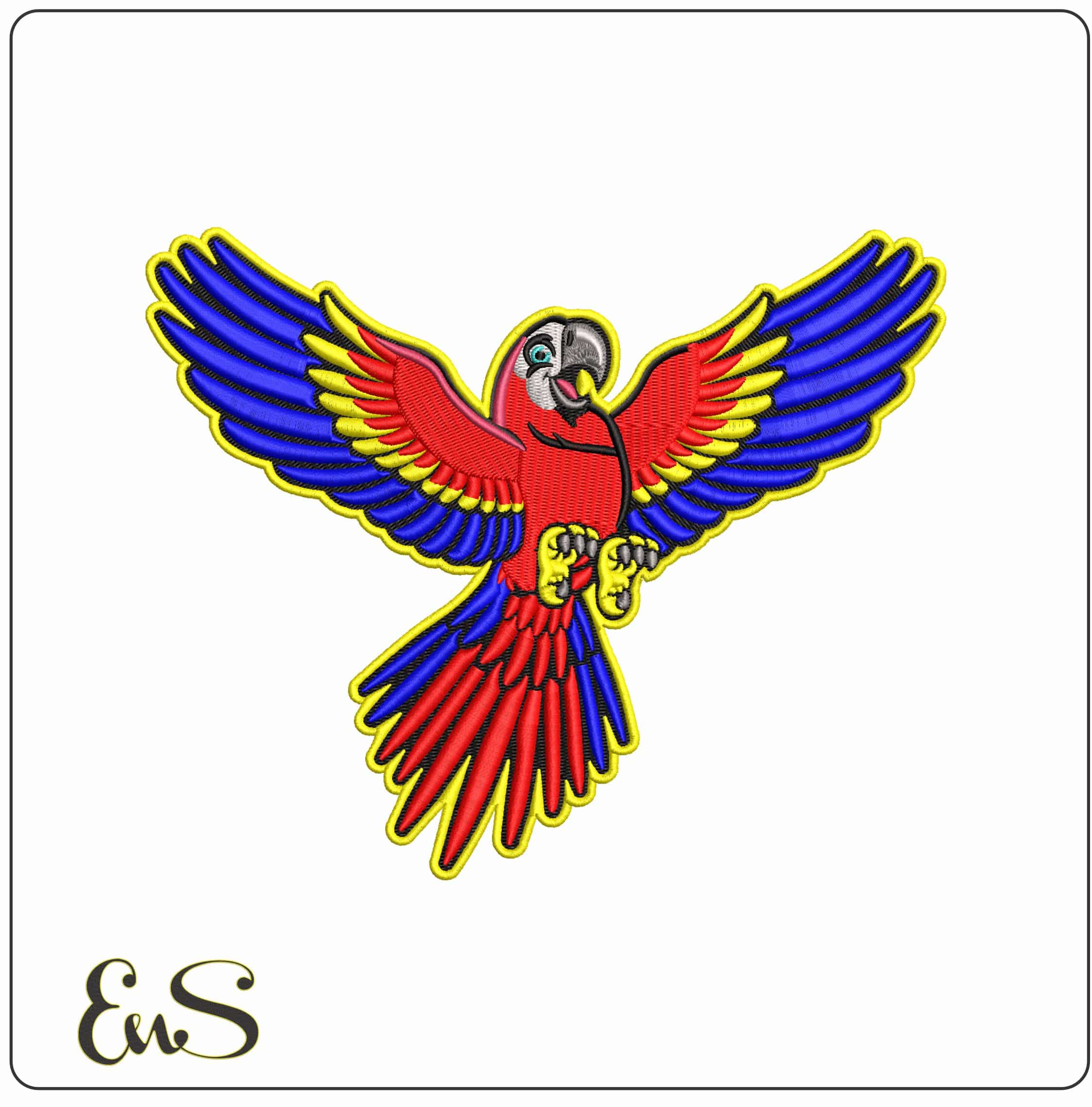 Scarlet Macaw Outline Cartoon Bird   - Elegant embroidery design file - instant download