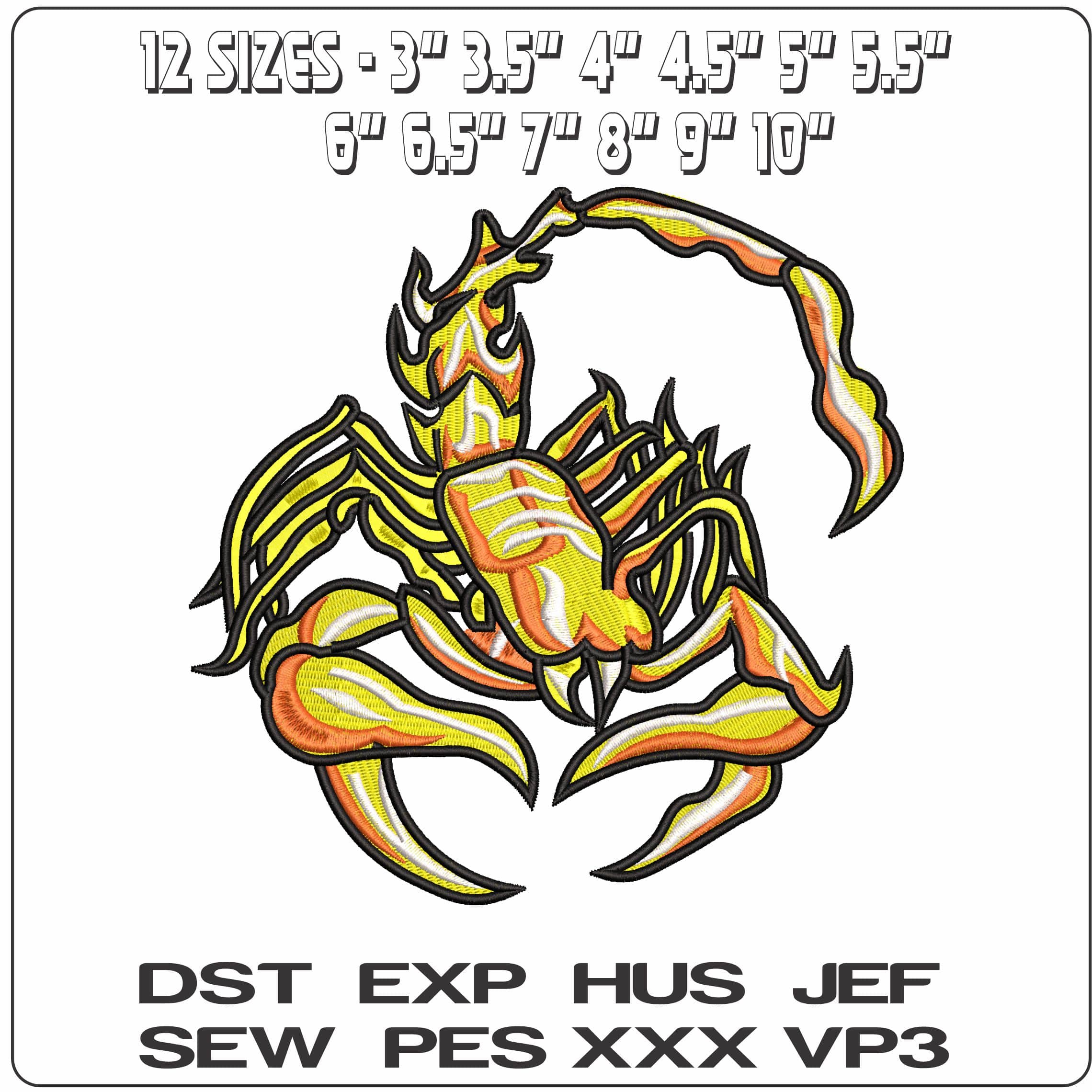Scorpion tail up - Elegant embroidery design file - instant download — view 2