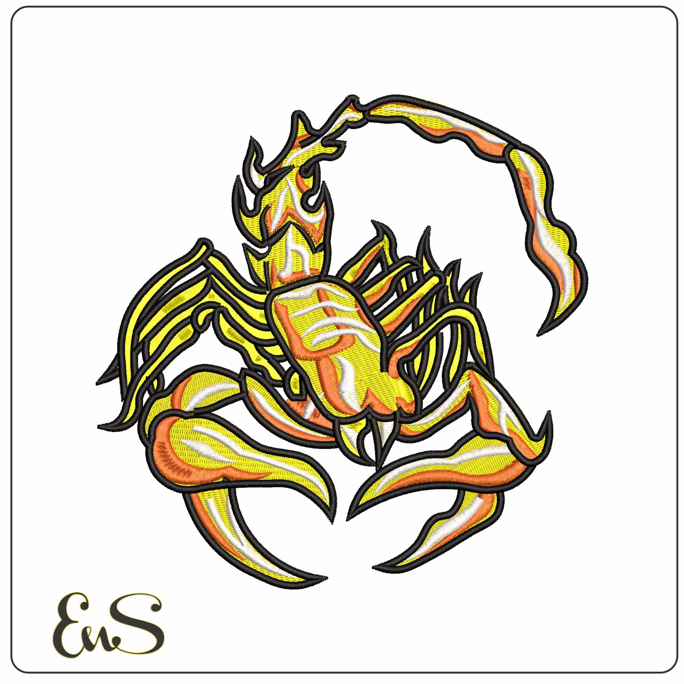 Scorpion tail up - Elegant embroidery design file - instant download