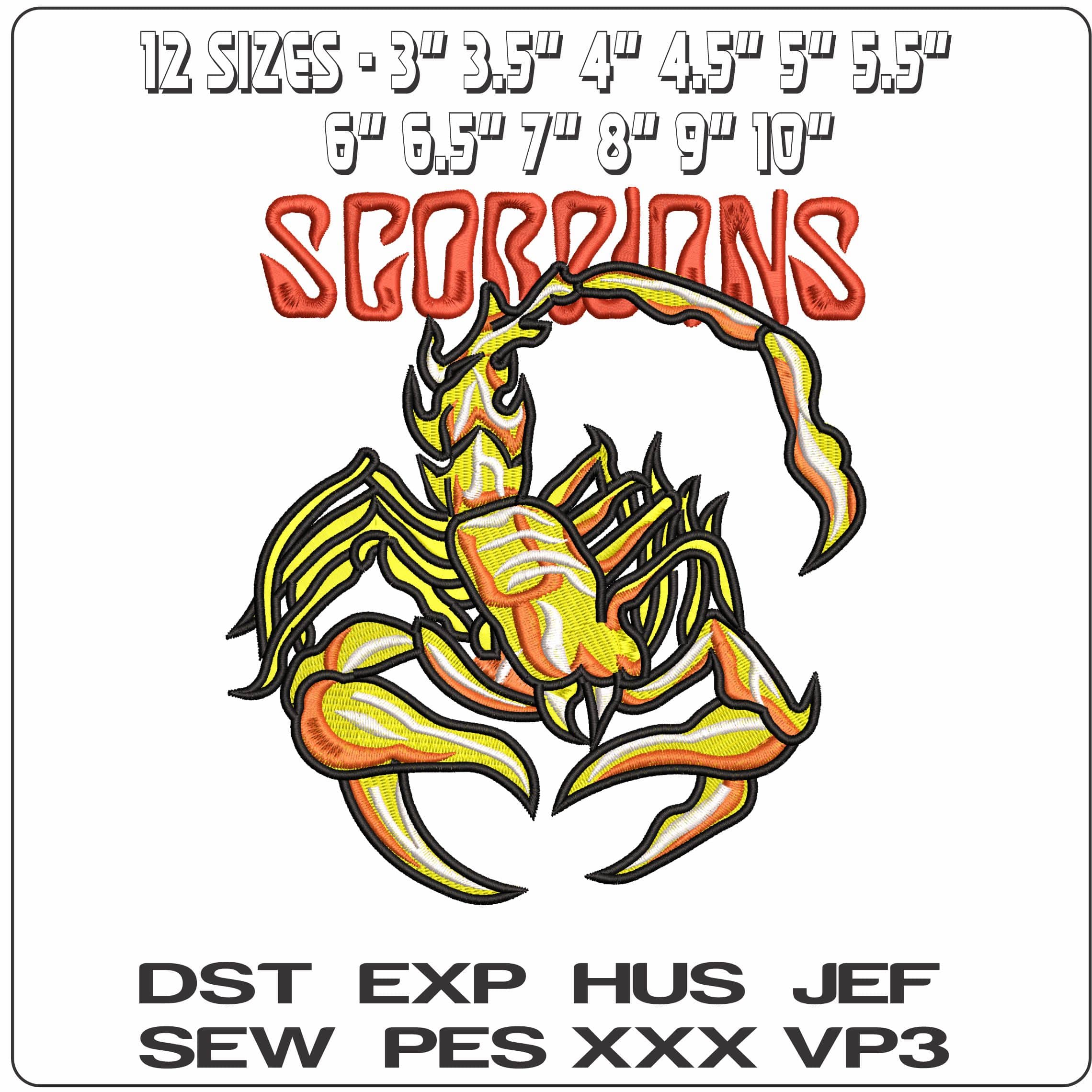 Scorpions Rock Band no border - Elegant embroidery design file - instant download — view 2