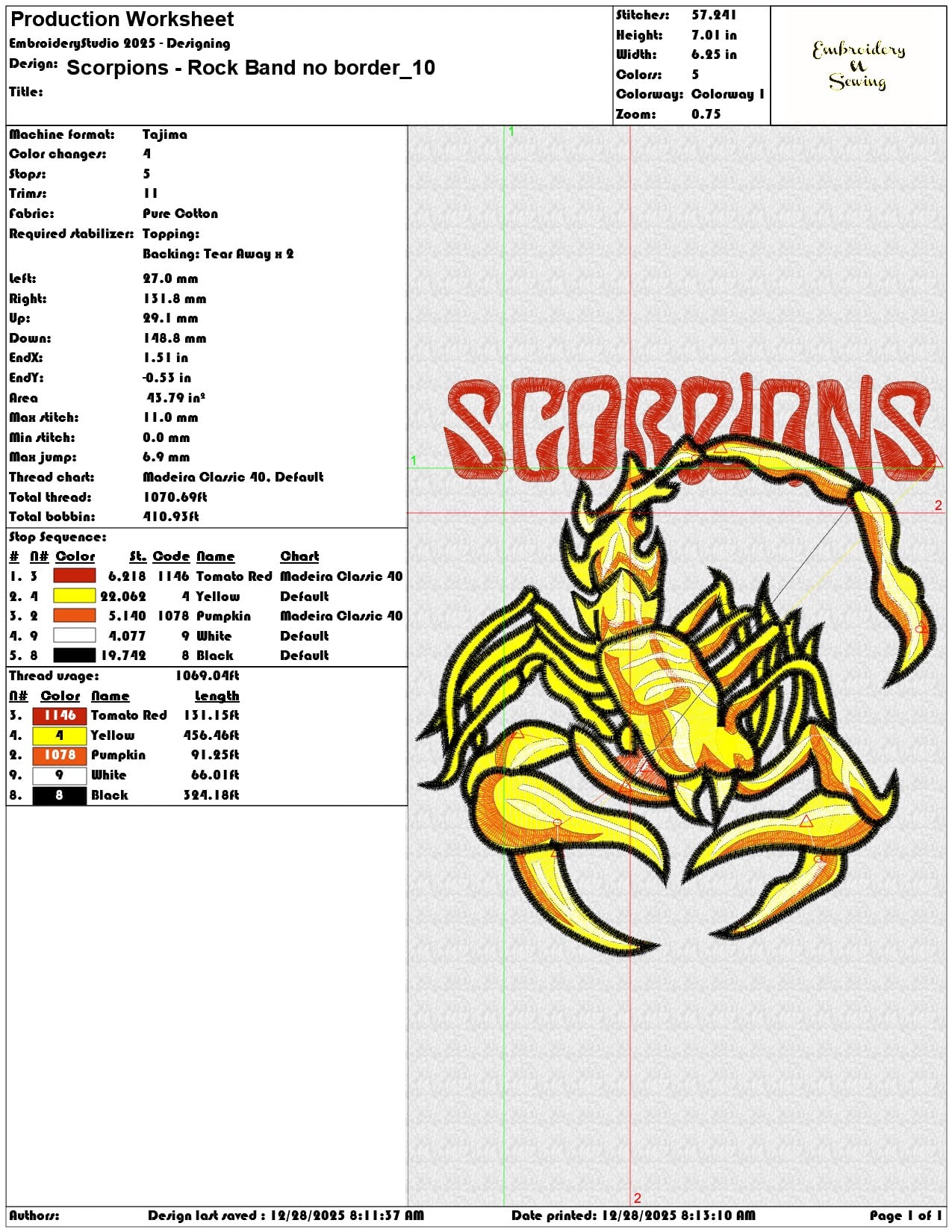 Scorpions Rock Band no border - Elegant embroidery design file - instant download — view 3