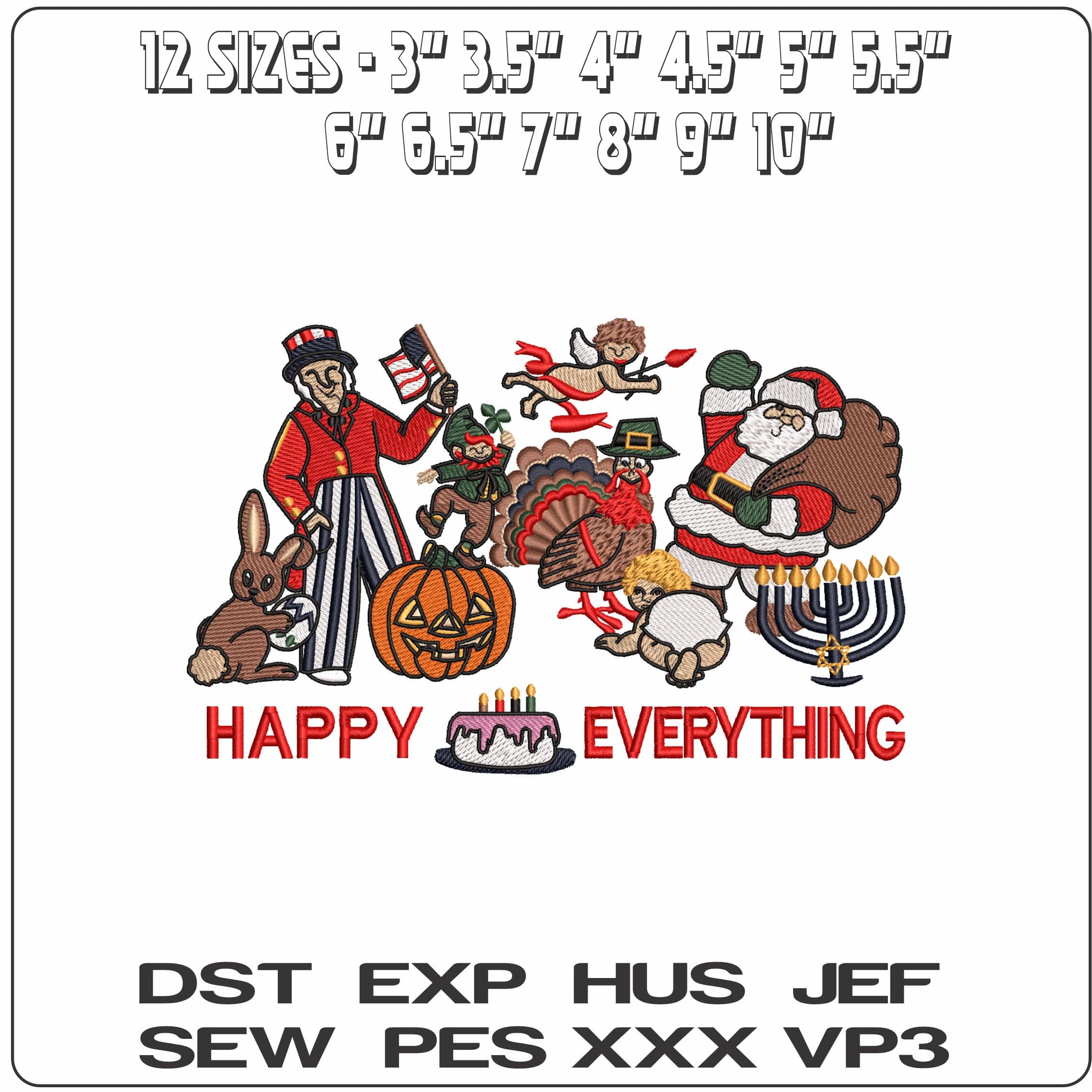 Seasons Greeting for all Holidays - Elegant embroidery design file - instant download — view 2
