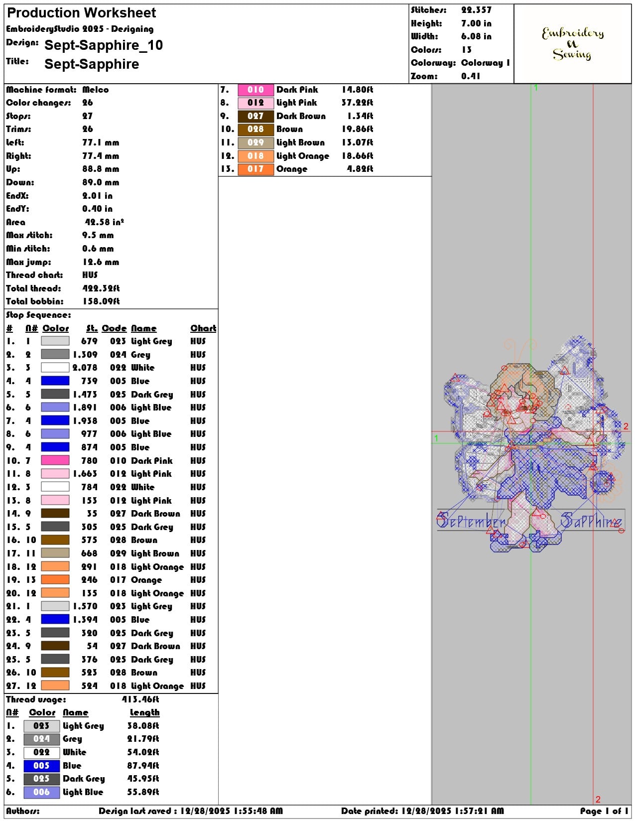 Sept Sapphire - Elegant embroidery design file - instant download — view 3