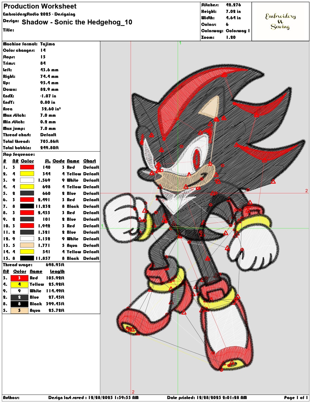 Shadow Sonic the Hedgehog - Elegant embroidery design file - instant download — view 3