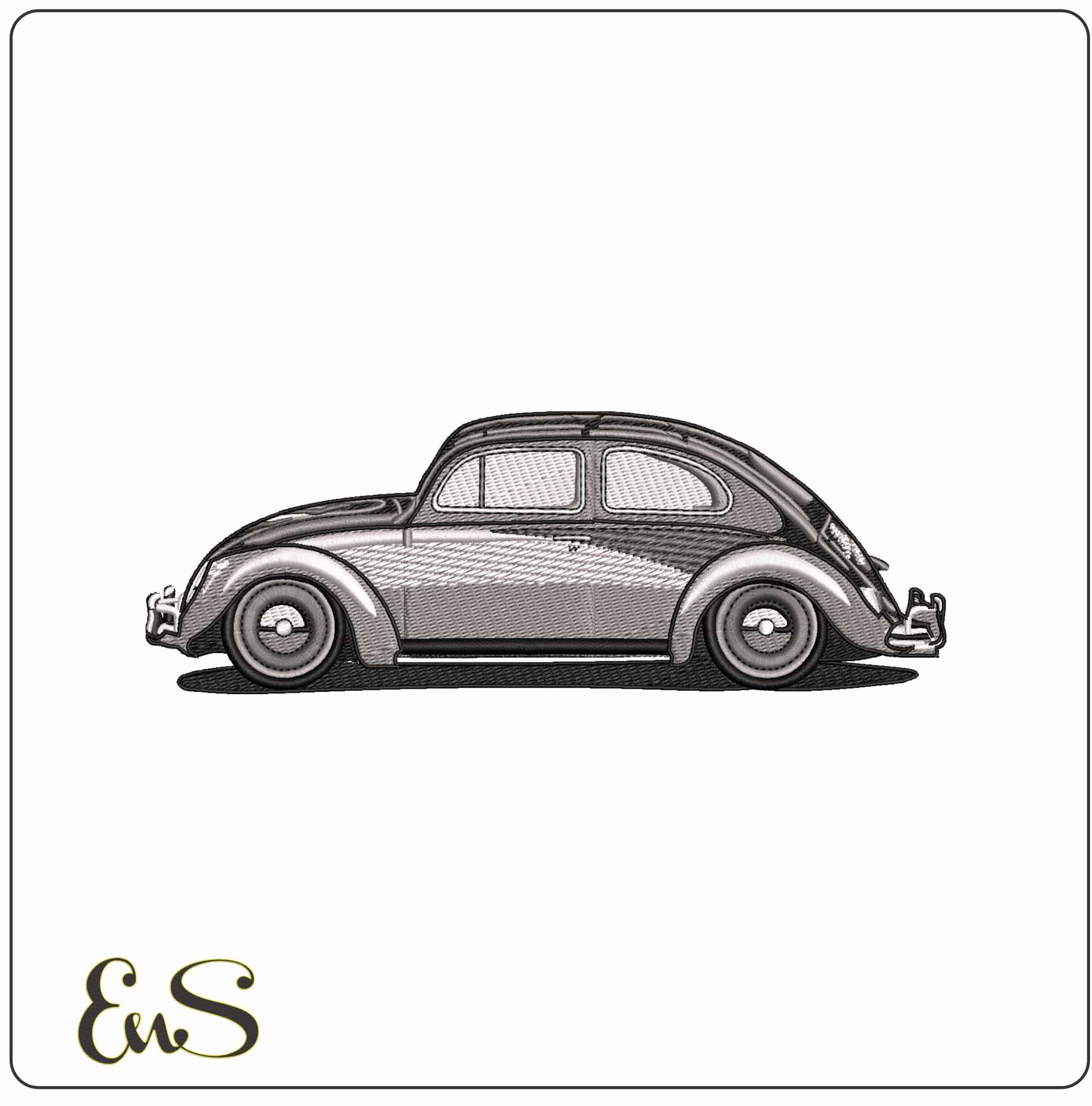 Side view of Original Beatle car - Elegant embroidery design file - instant download