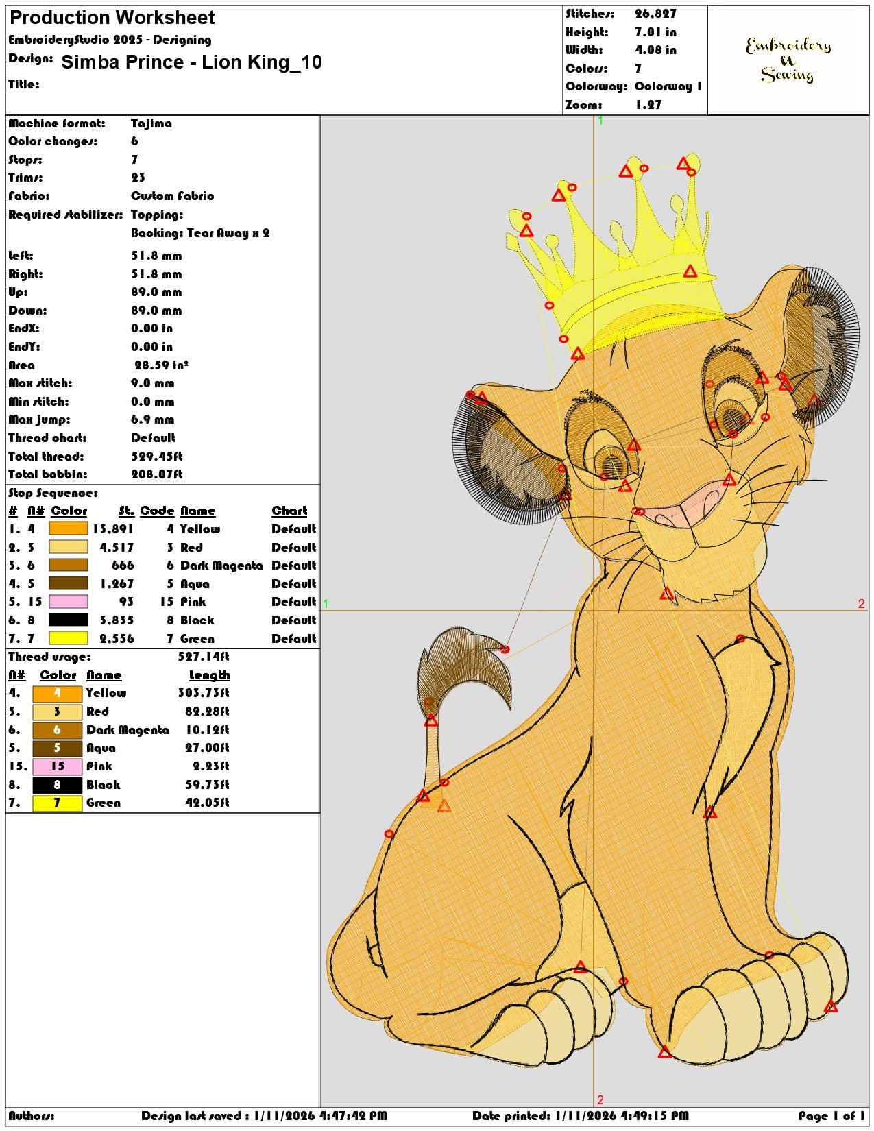 Simba Prince Lion King  - Elegant embroidery design file - instant download — view 3